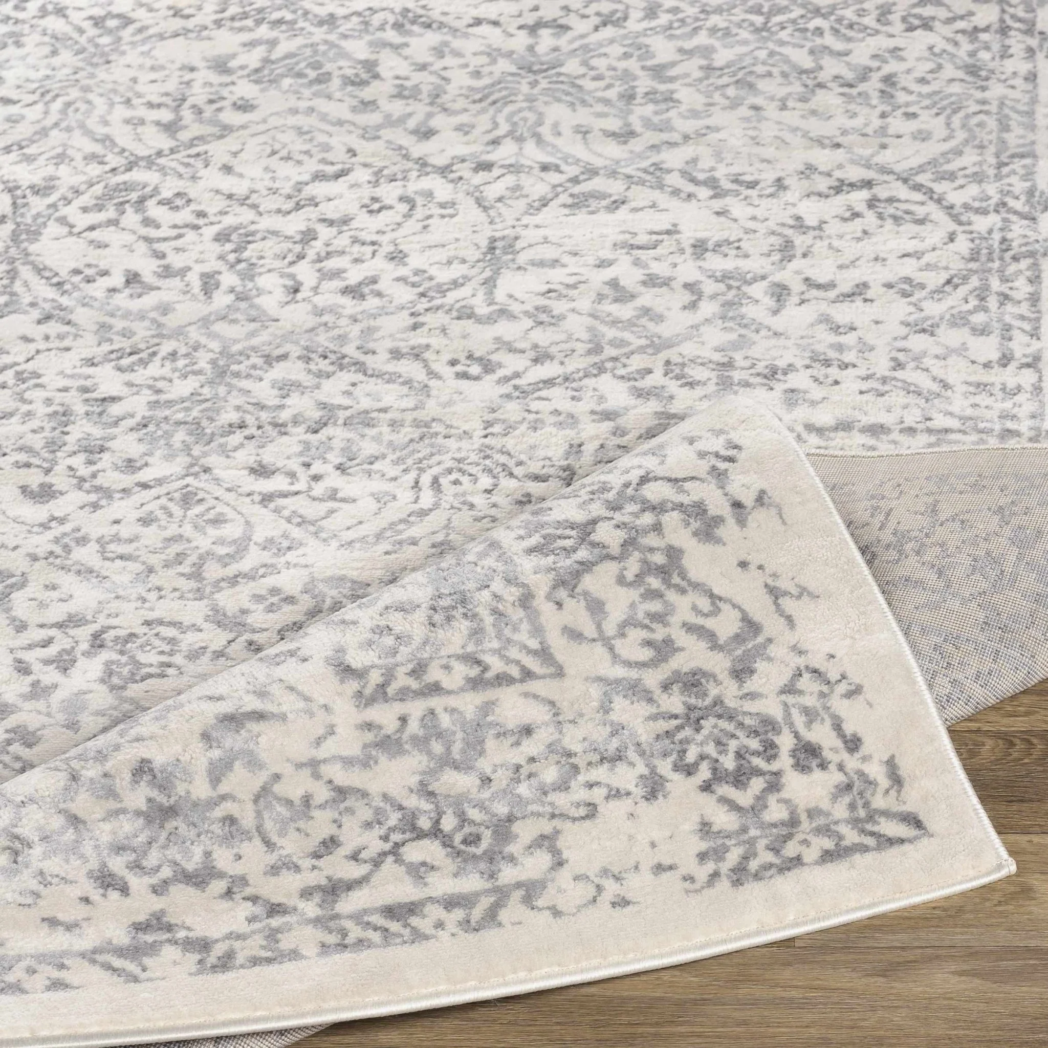 Premium style Traditional Ikat Design Ivory, Beige and Charcoal Area Rug - Image 6
