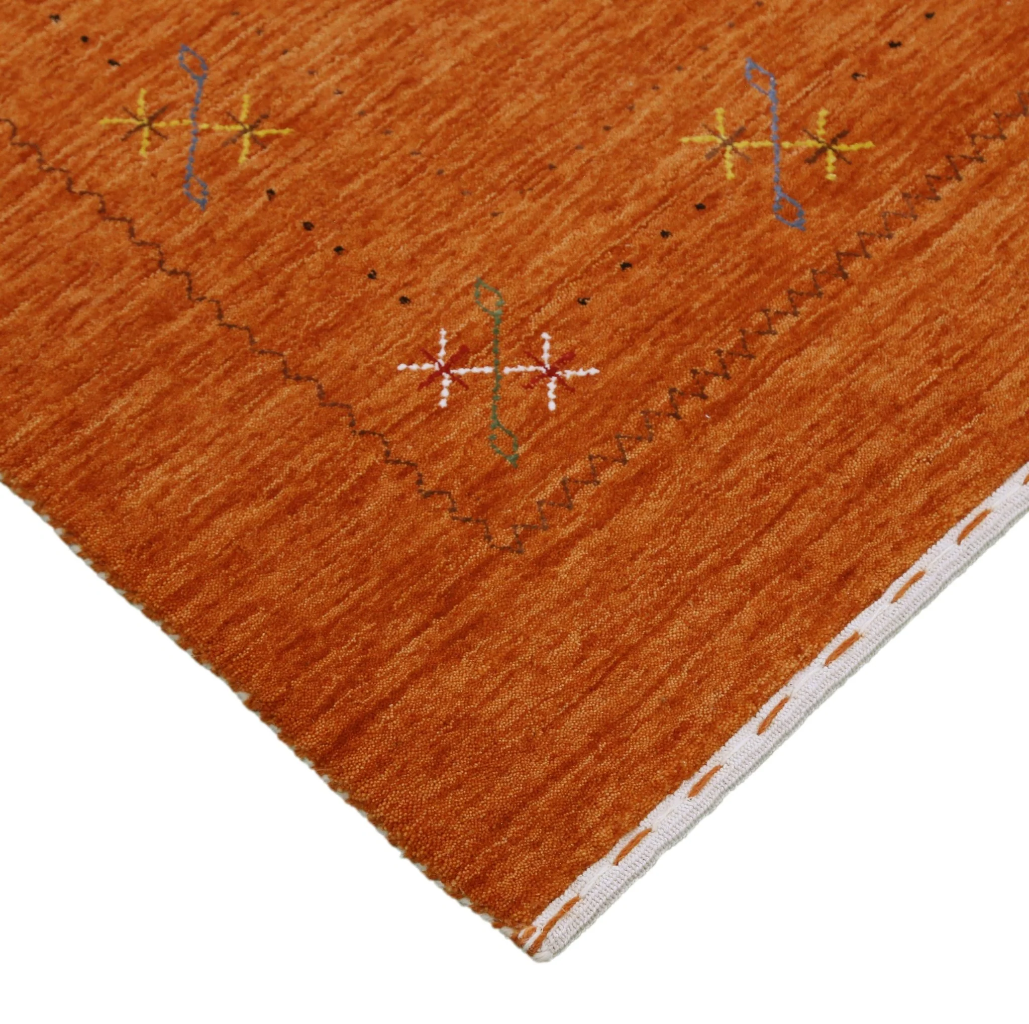 Gabbeh Border Orange Rust Hand Loomed Wool Area Rug - Image 11
