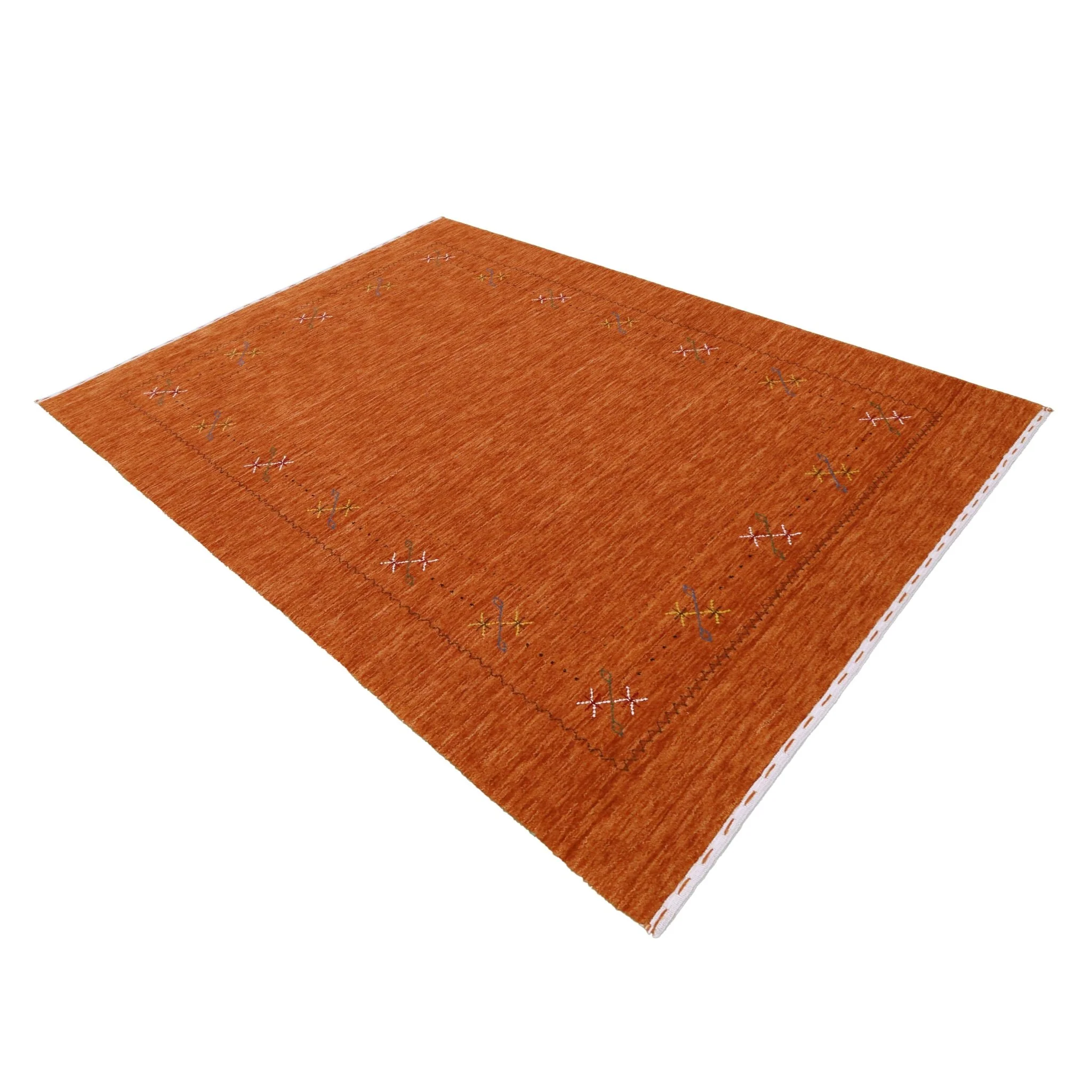 Gabbeh Border Orange Rust Hand Loomed Wool Area Rug - Image 14