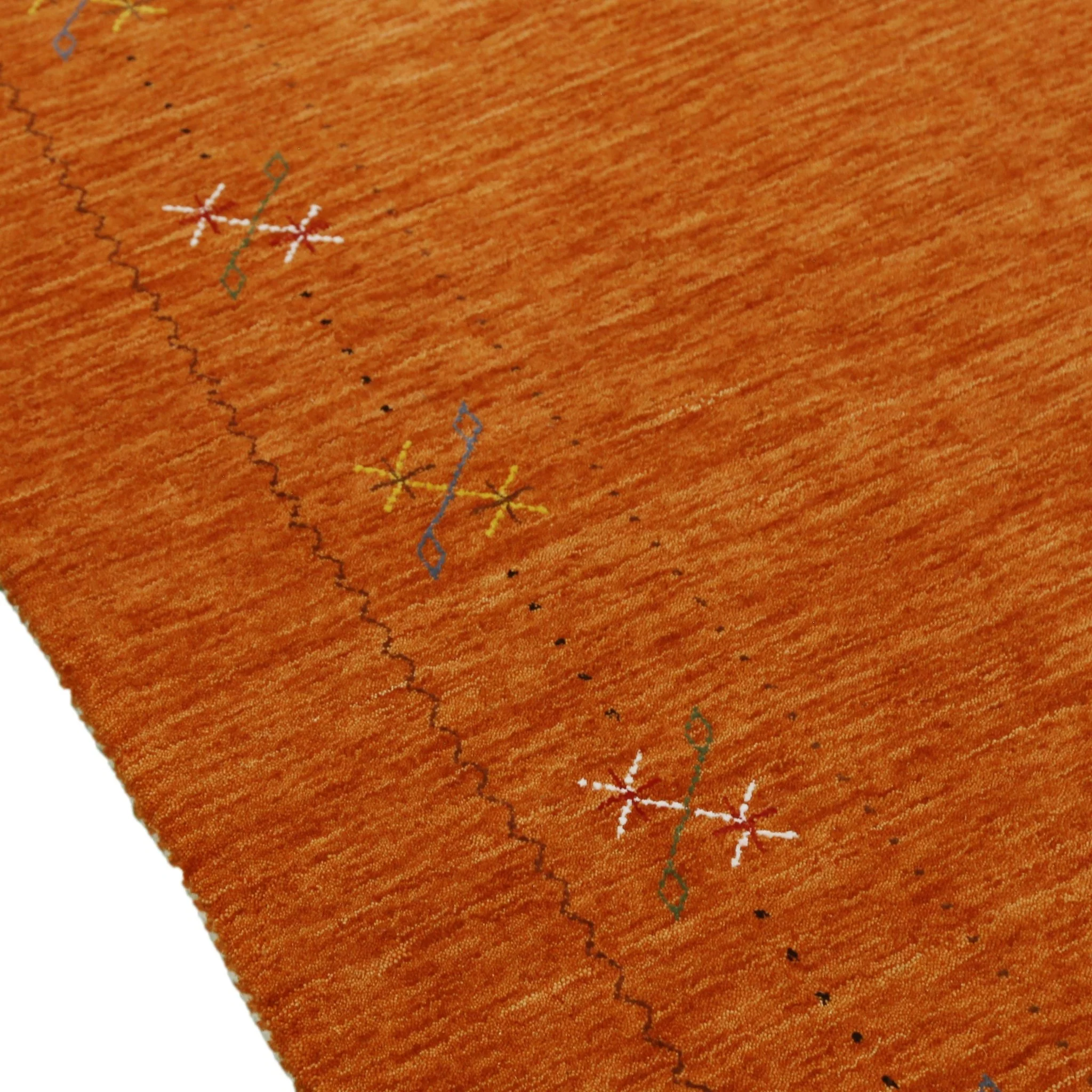 Gabbeh Border Orange Rust Hand Loomed Wool Area Rug - Image 6