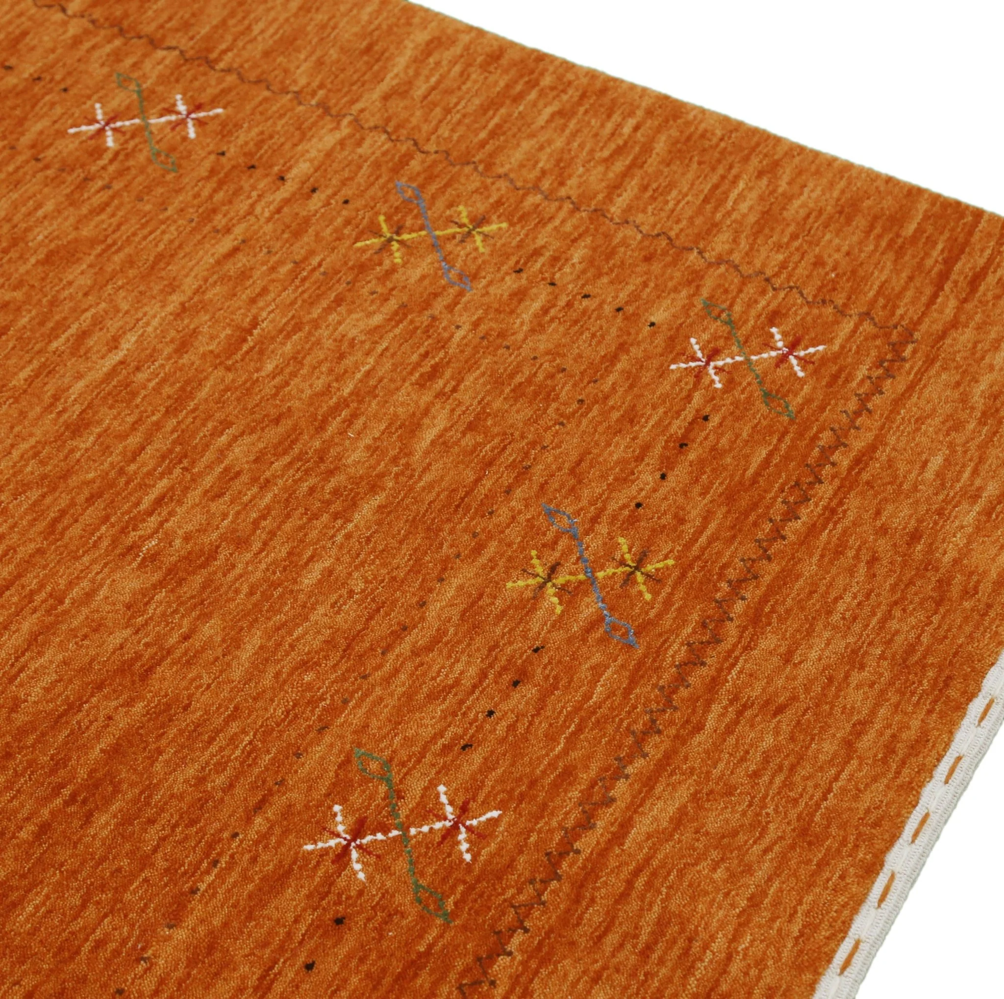 Gabbeh Border Orange Rust Hand Loomed Wool Area Rug - Image 8