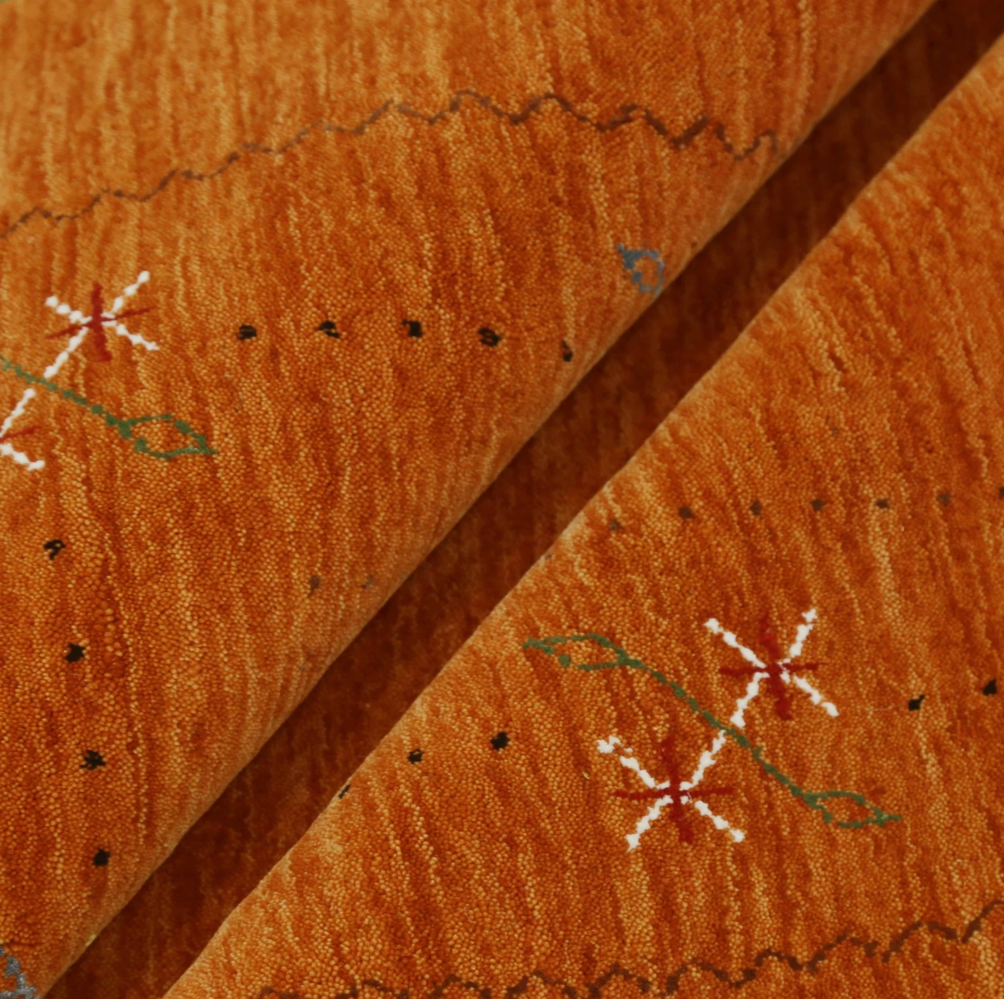 Gabbeh Border Orange Rust Hand Loomed Wool Area Rug - Image 9