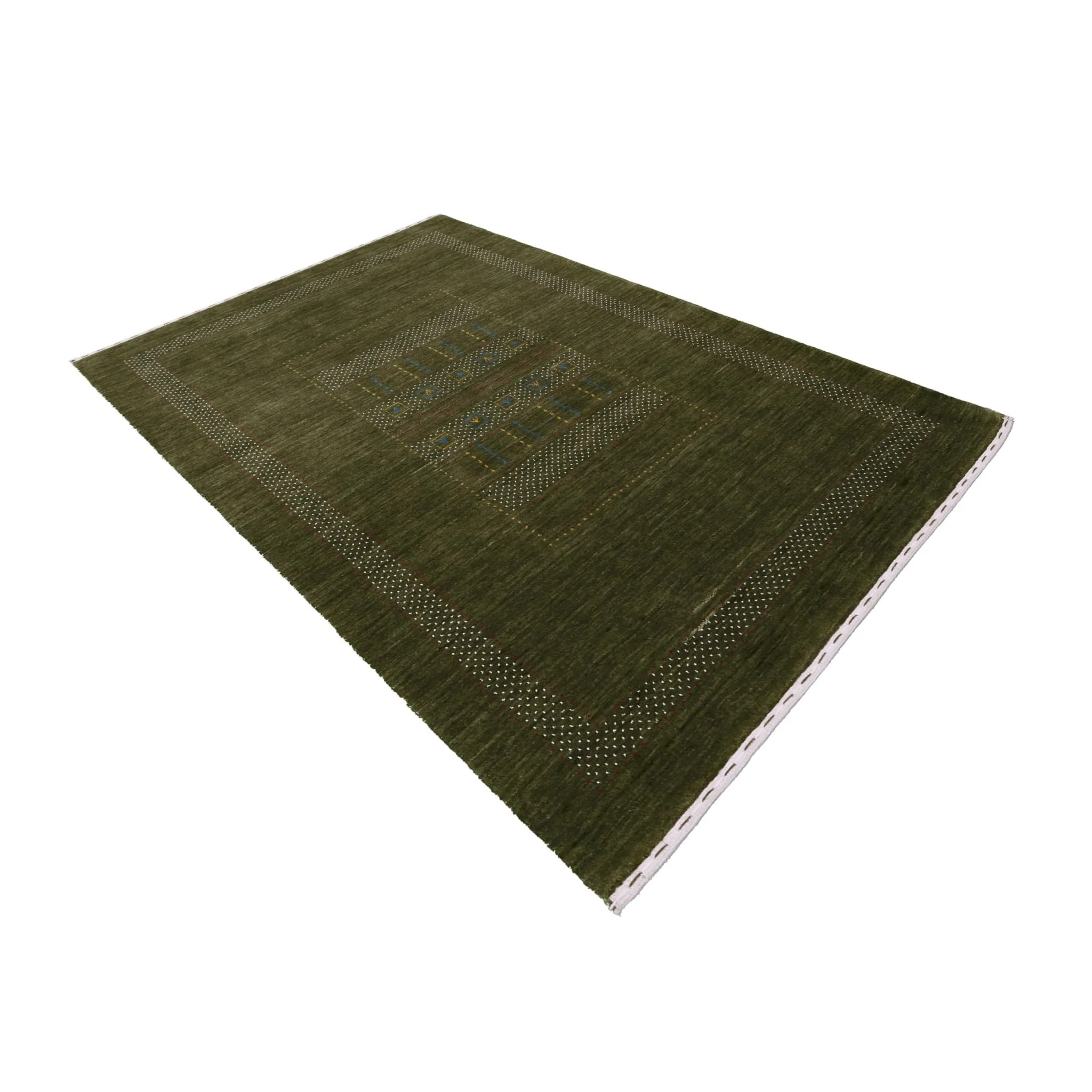 Gabbeh Design Hand Loomed Green Wool Area Rug - Image 11