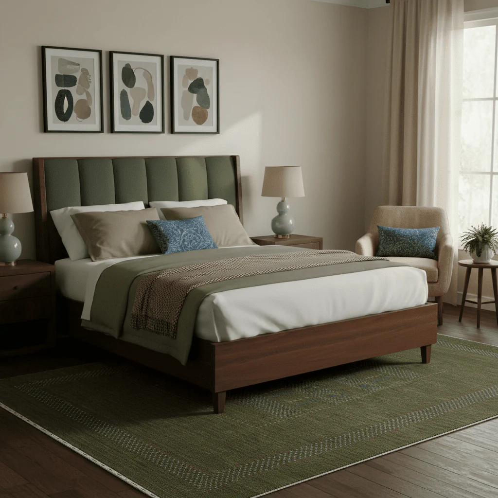 Gabbeh Design Hand Loomed Green Wool Area Rug - Image 2