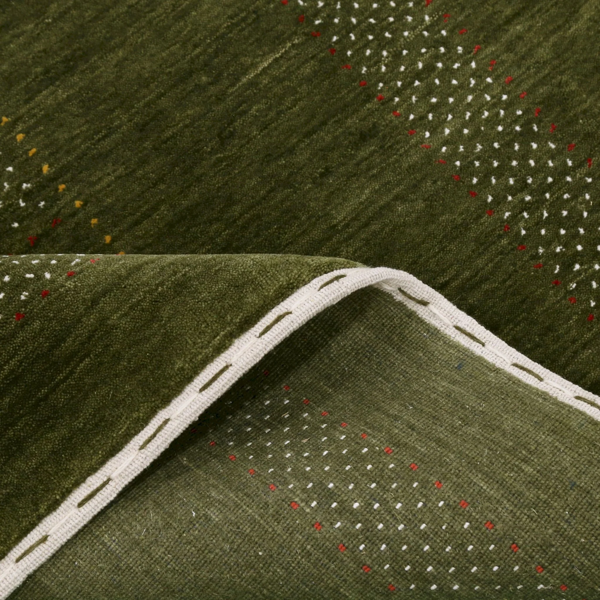 Gabbeh Design Hand Loomed Green Wool Area Rug - Image 4