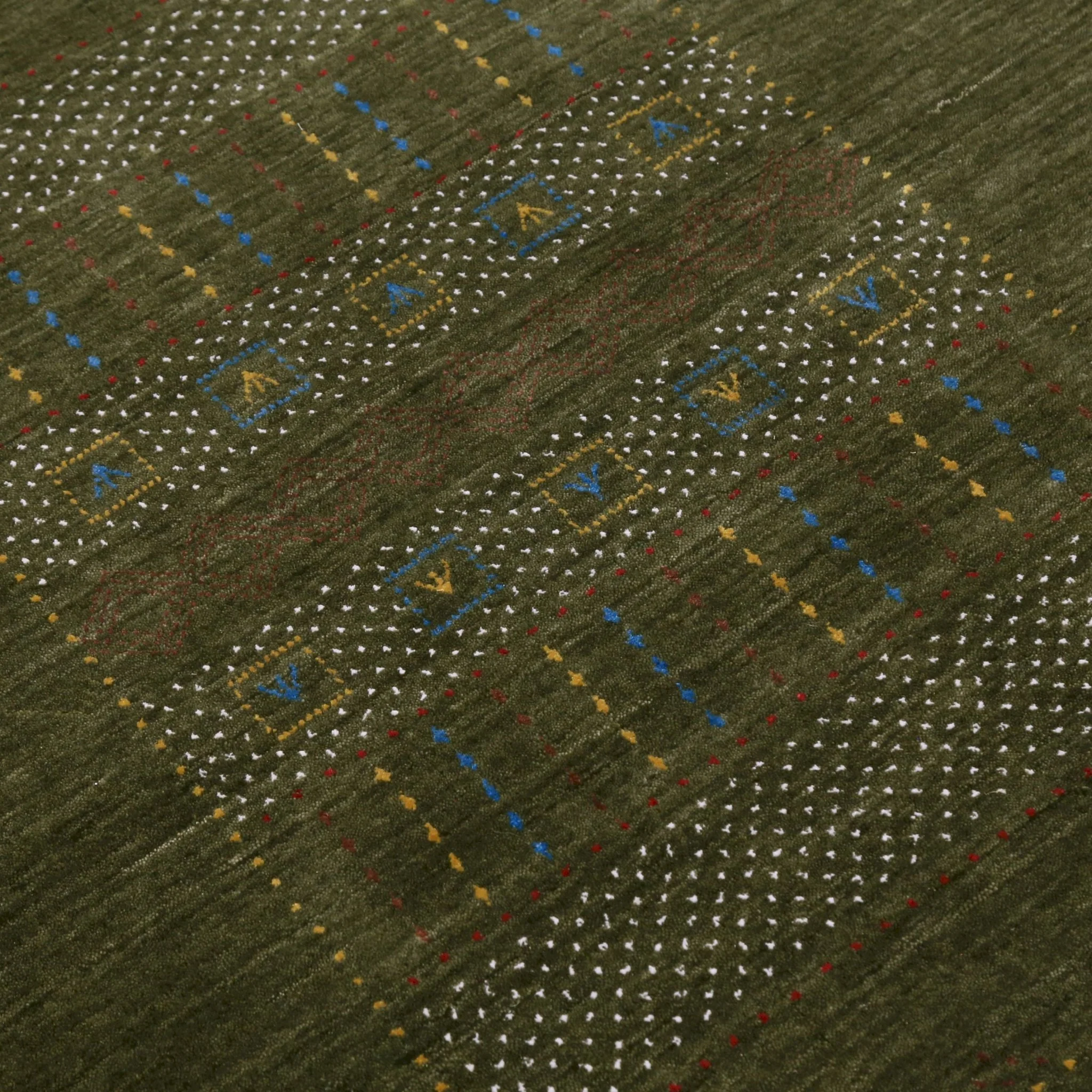 Gabbeh Design Hand Loomed Green Wool Area Rug - Image 5