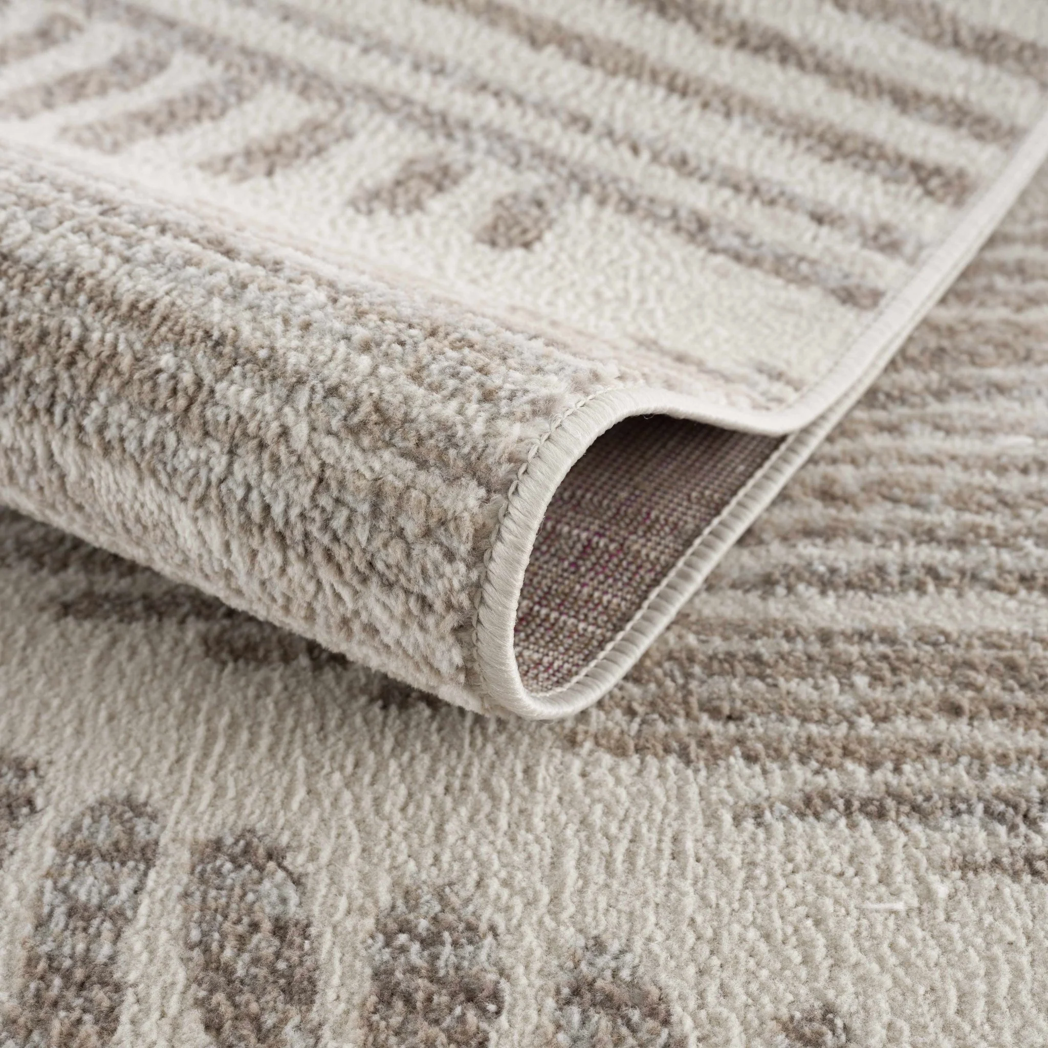 Contemporary Geometric Beige and Brown Low pile multi size Area Rug - Image 7
