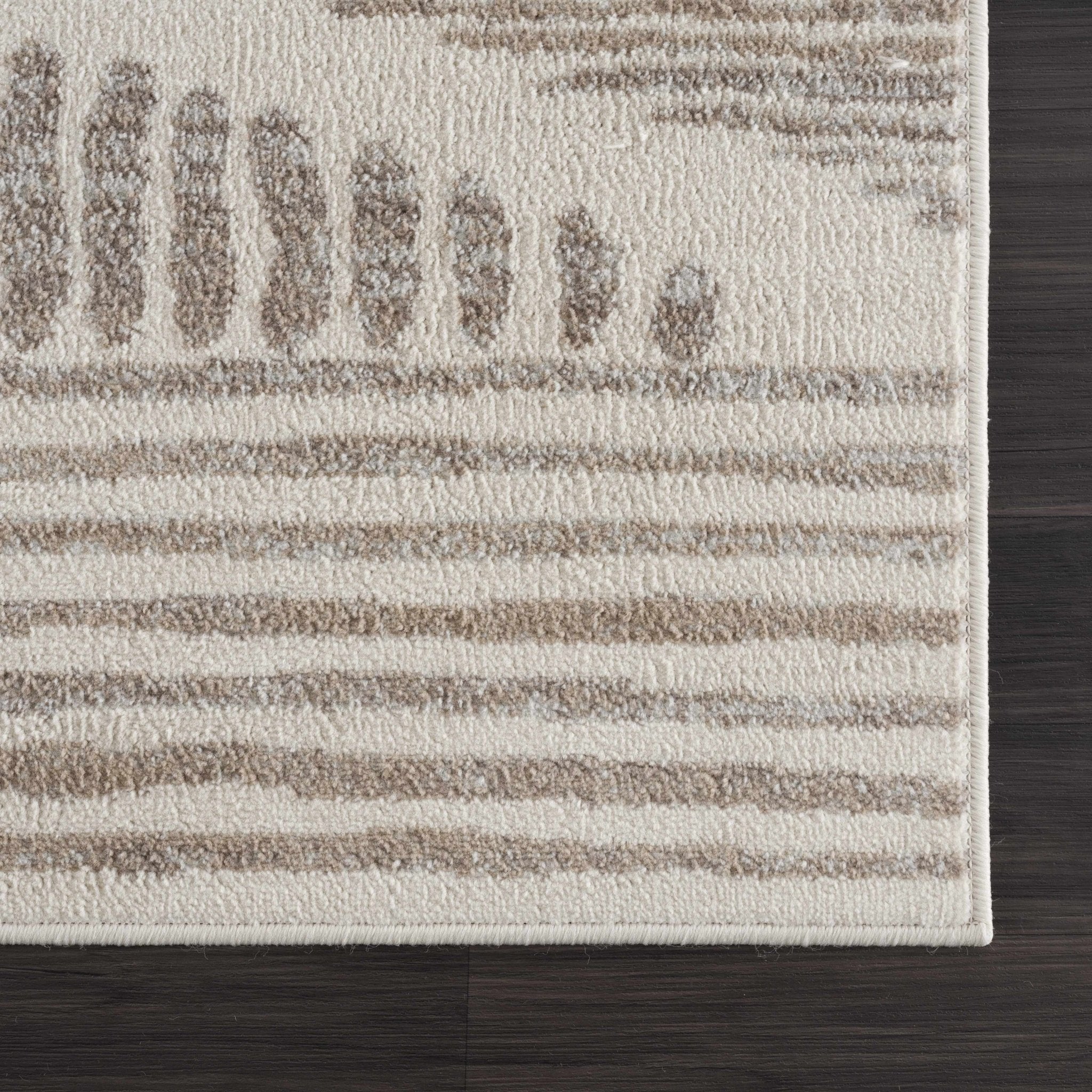 Contemporary Geometric Beige and Brown Low pile multi size Area Rug - Image 9