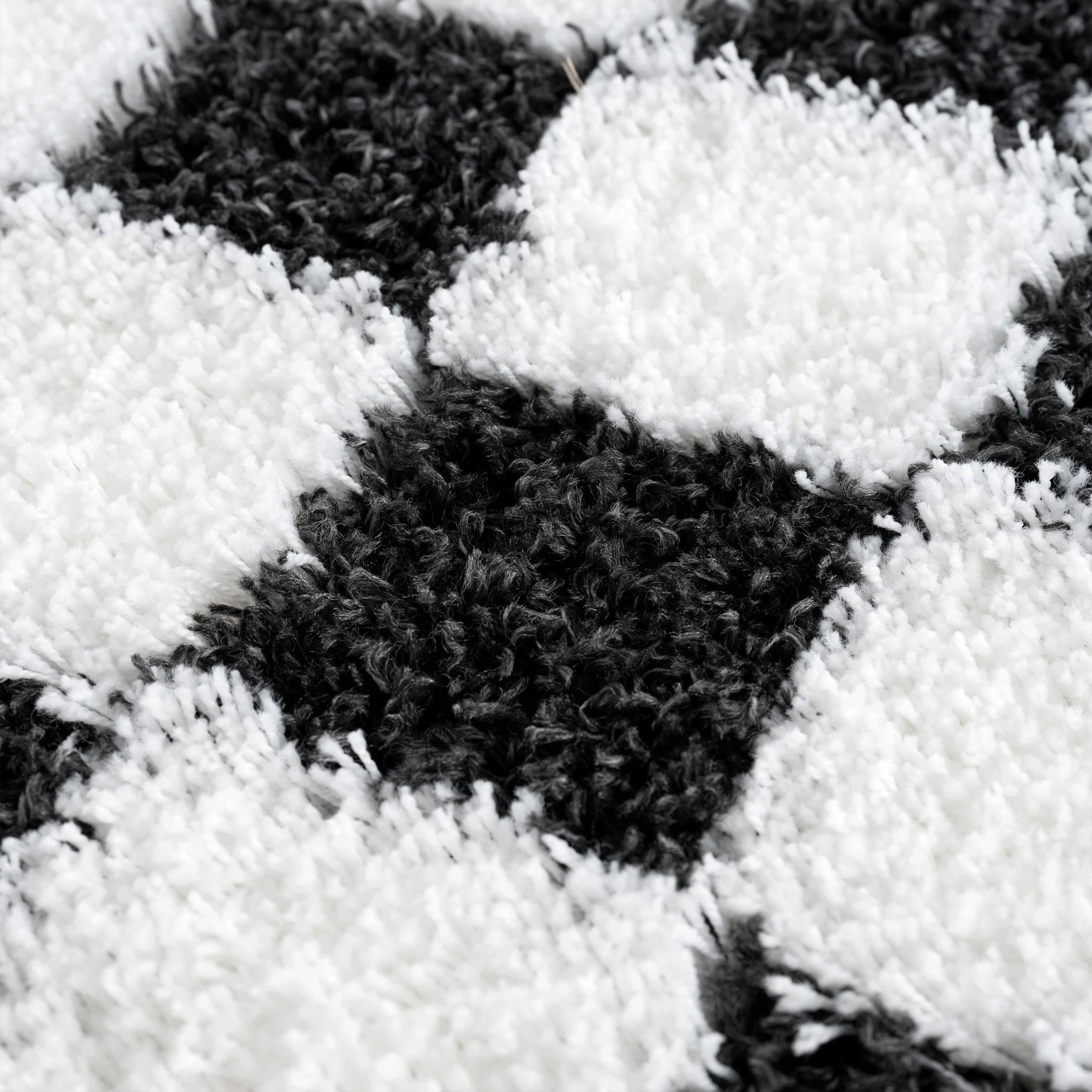 Modern geometric Black and White Checkboard style Plush pile Area Rug - Image 16