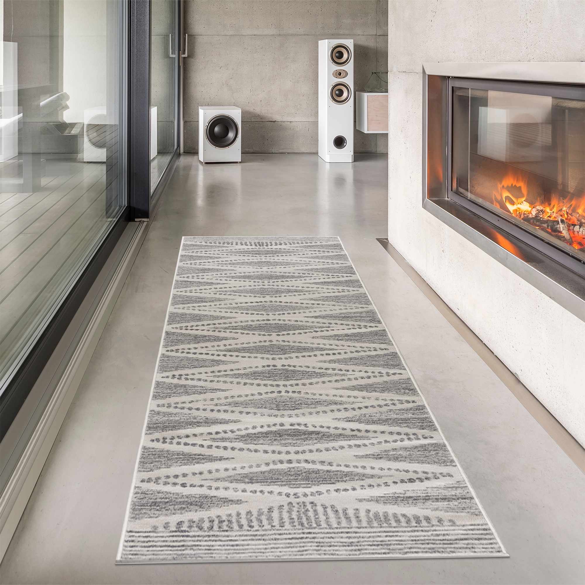 Contemporary Geometric Design Beige and Gray Low pile  Area Rug - Image 3