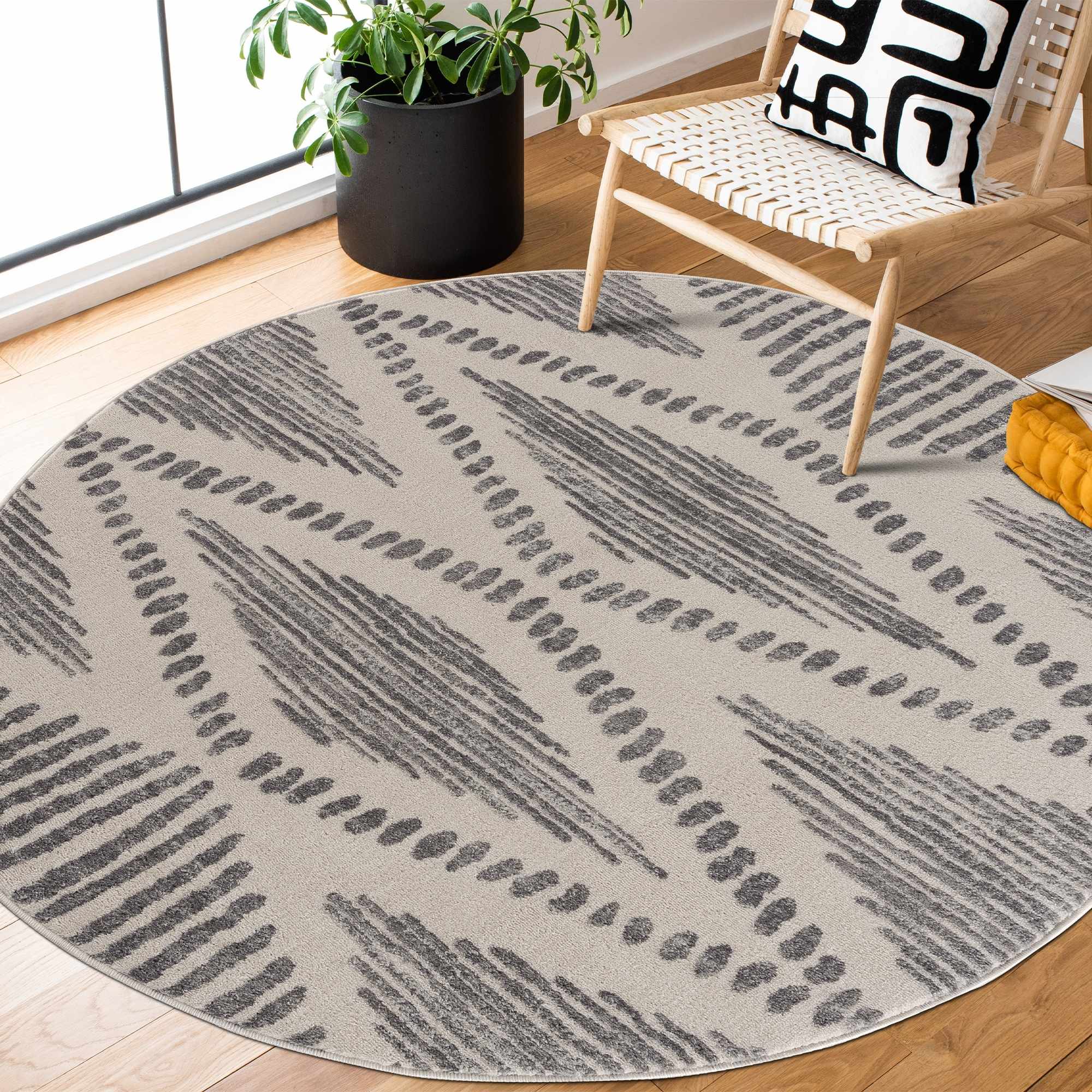 Contemporary Geometric Design Beige and Gray Low pile  Area Rug - Image 4