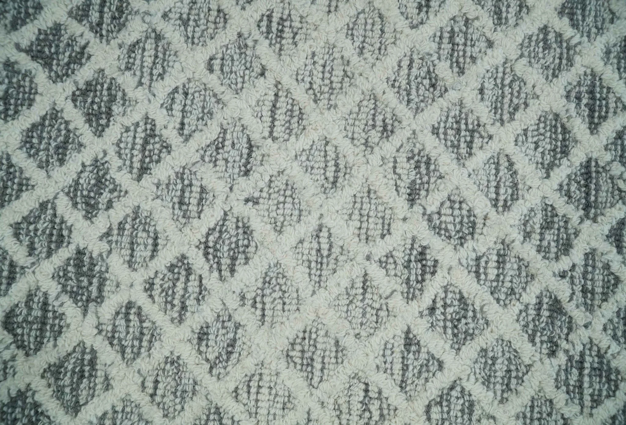 Modern Geometric Ivory and Charcoal Abstract Hand Tufted Natural Wool Multi Size Area Rug - Image 4