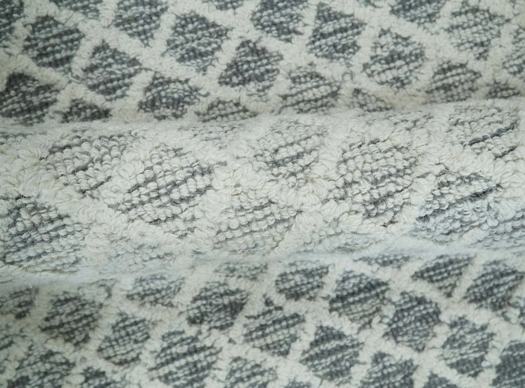 Modern Geometric Ivory and Charcoal Abstract Hand Tufted Natural Wool Multi Size Area Rug - Image 5