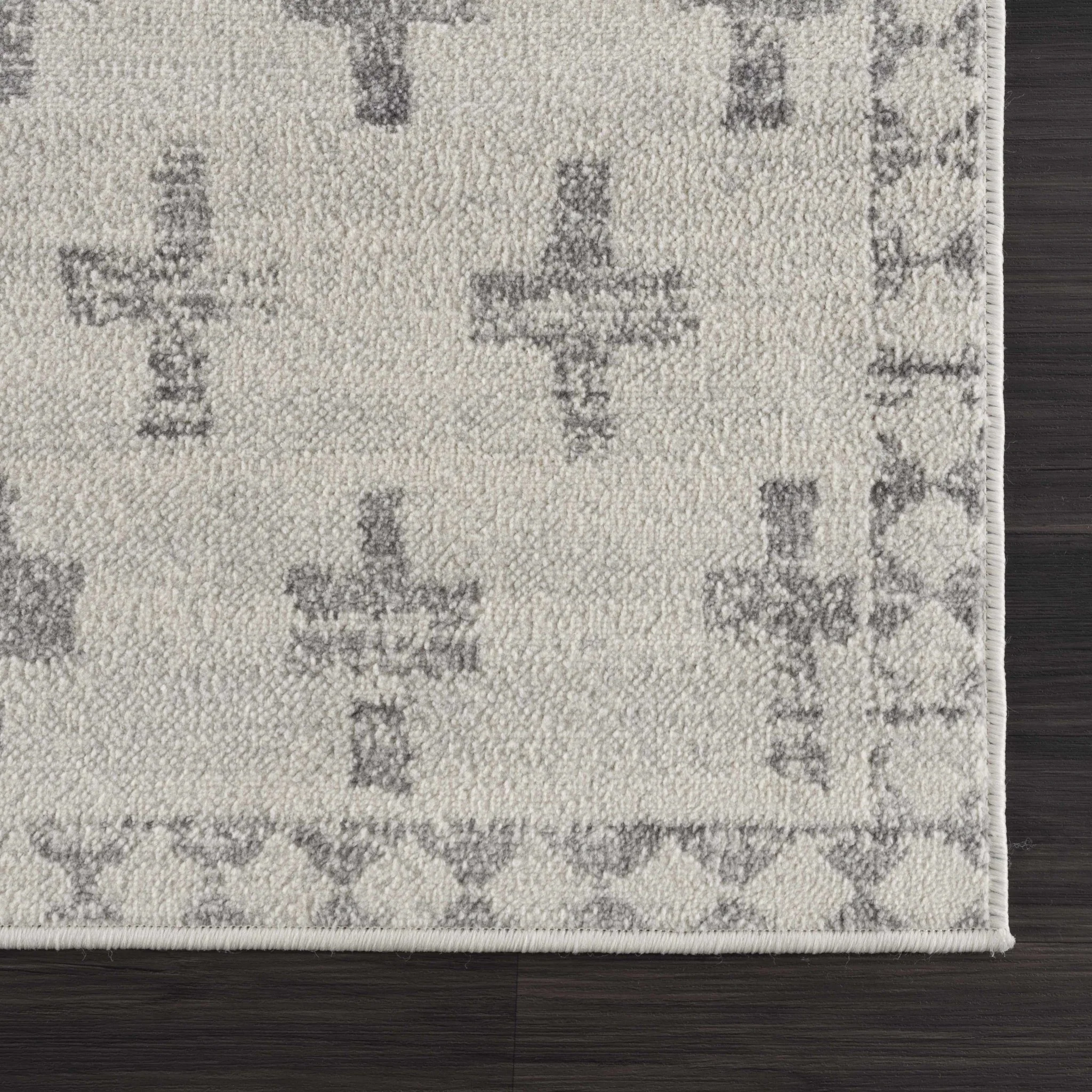 Contemporary Geometric Ivory and Gray Medium pile multi size Area Rug - Image 3