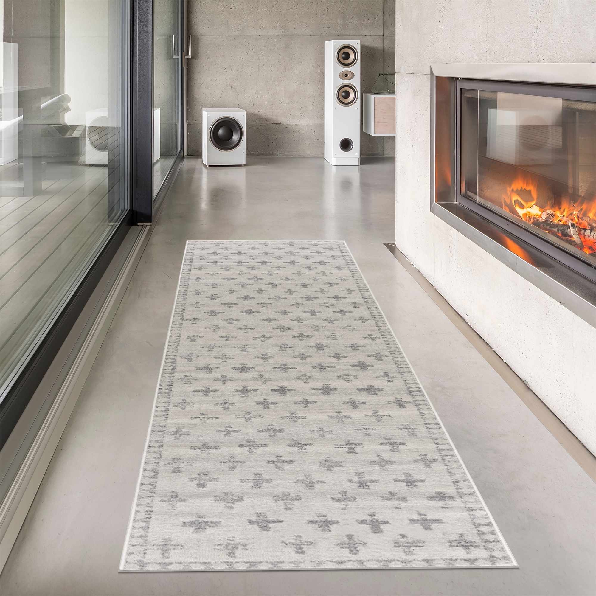 Contemporary Geometric Ivory and Gray Medium pile multi size Area Rug - Image 4
