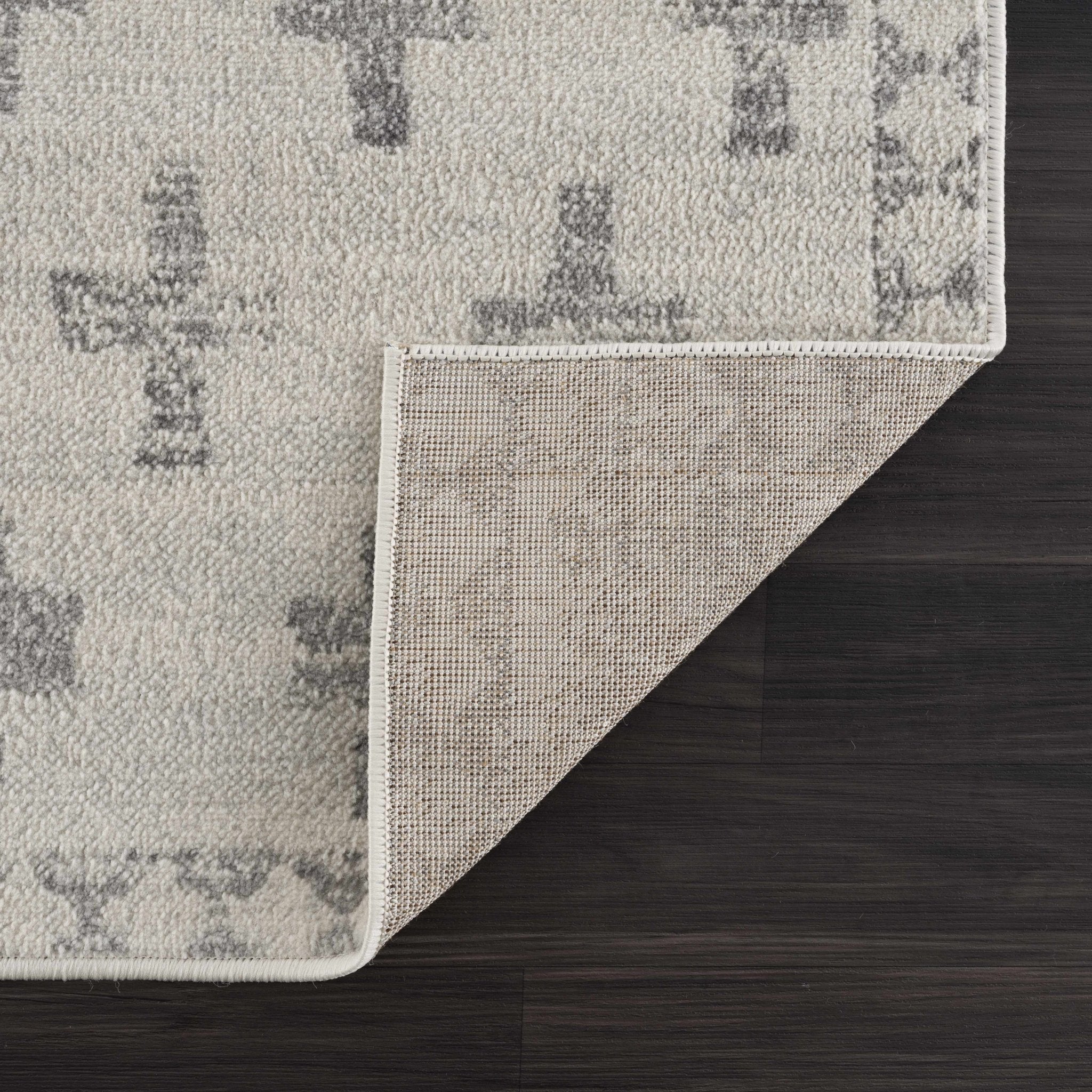 Contemporary Geometric Ivory and Gray Medium pile multi size Area Rug - Image 9