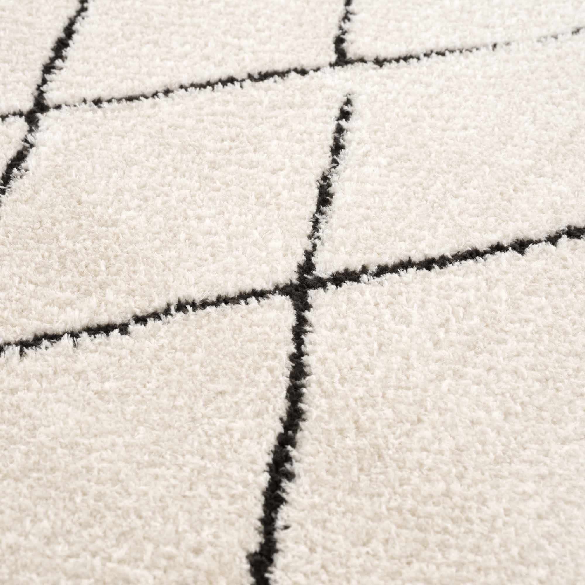 Modern Geometrical Beige and Black Plush Pile Area Rug - Image 13