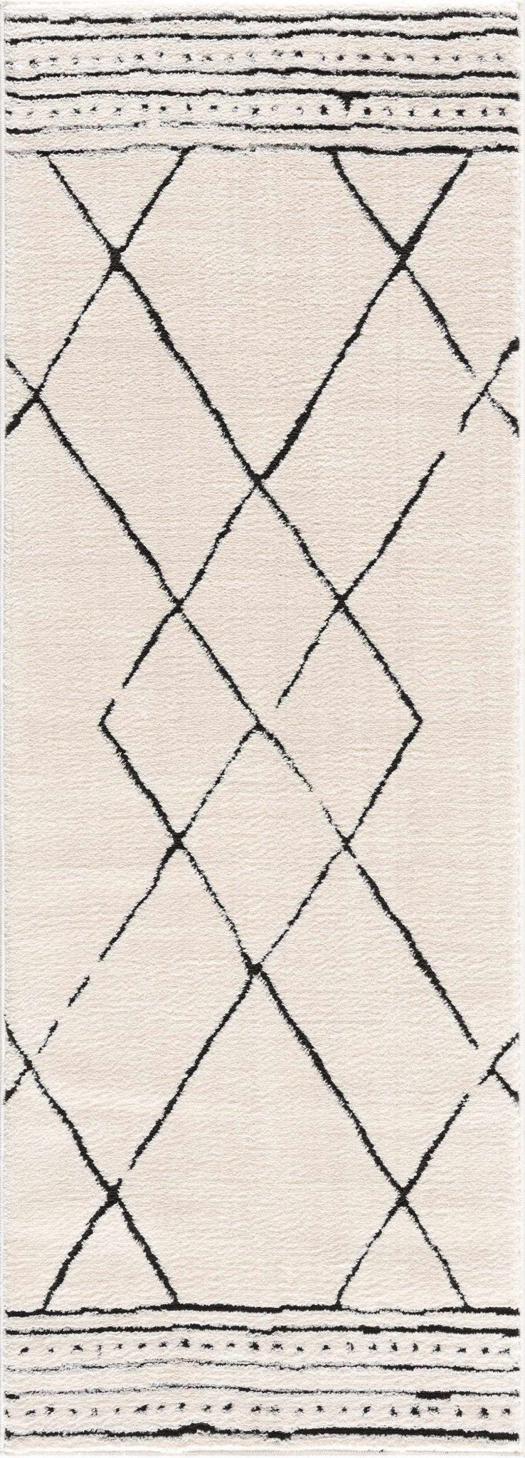 Modern Geometrical Beige and Black Plush Pile Area Rug - Image 5