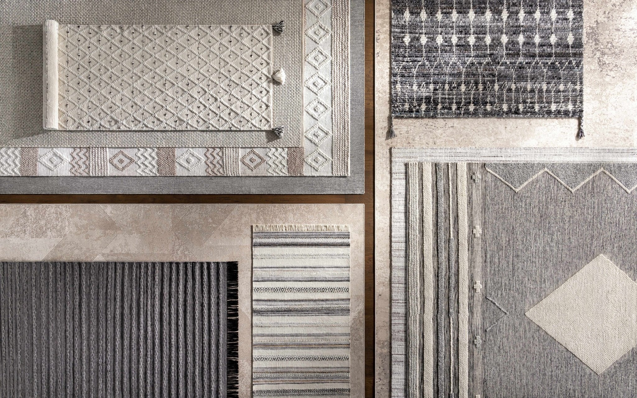 Hand Woven Modern Geometrical Beige and Charcoal Tassel Design rug - Image 12