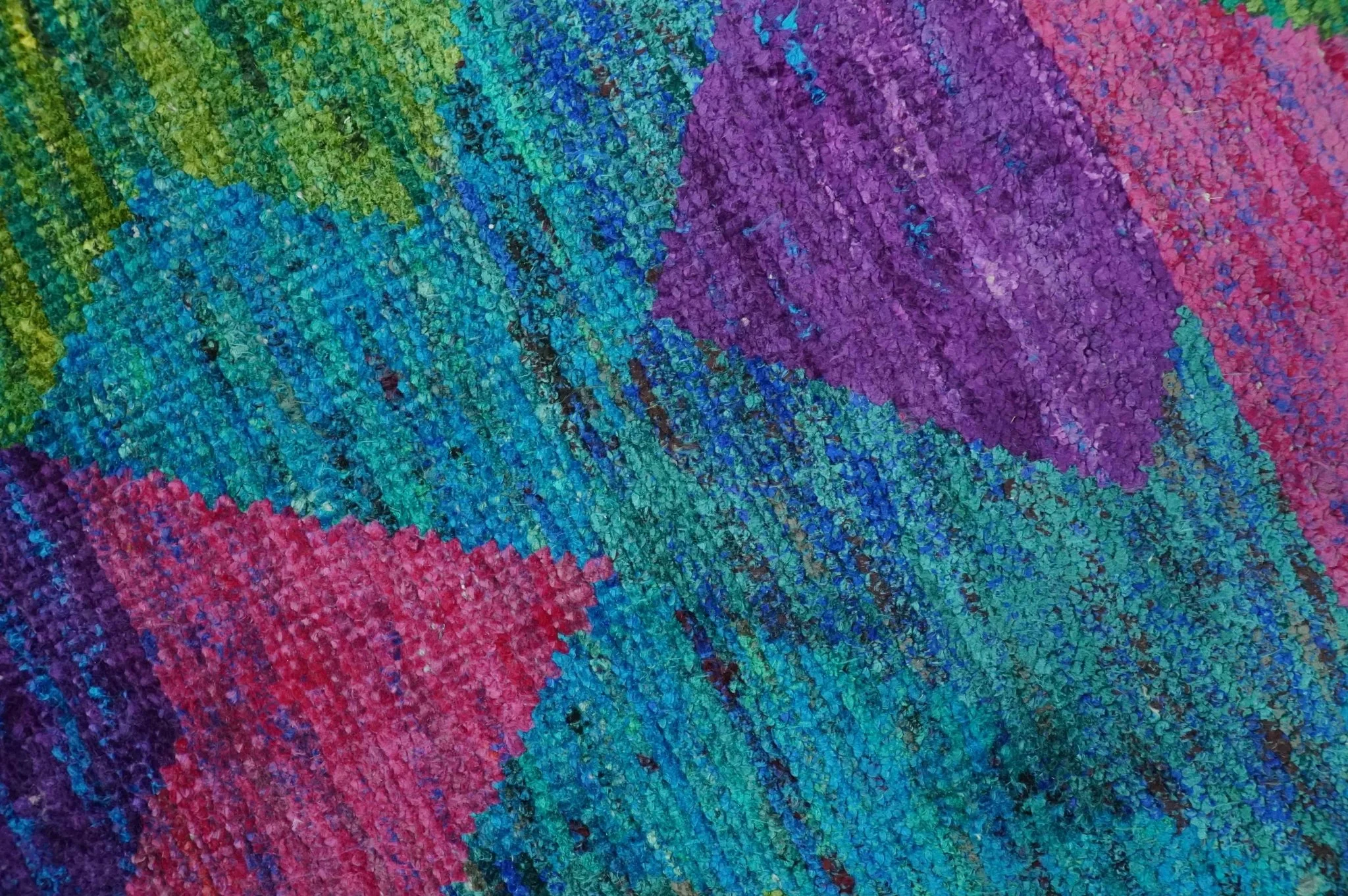 Modern Geometrical 6x8 Blue, Purple, Violet and Green Hand Knotted wool area rug - Image 5
