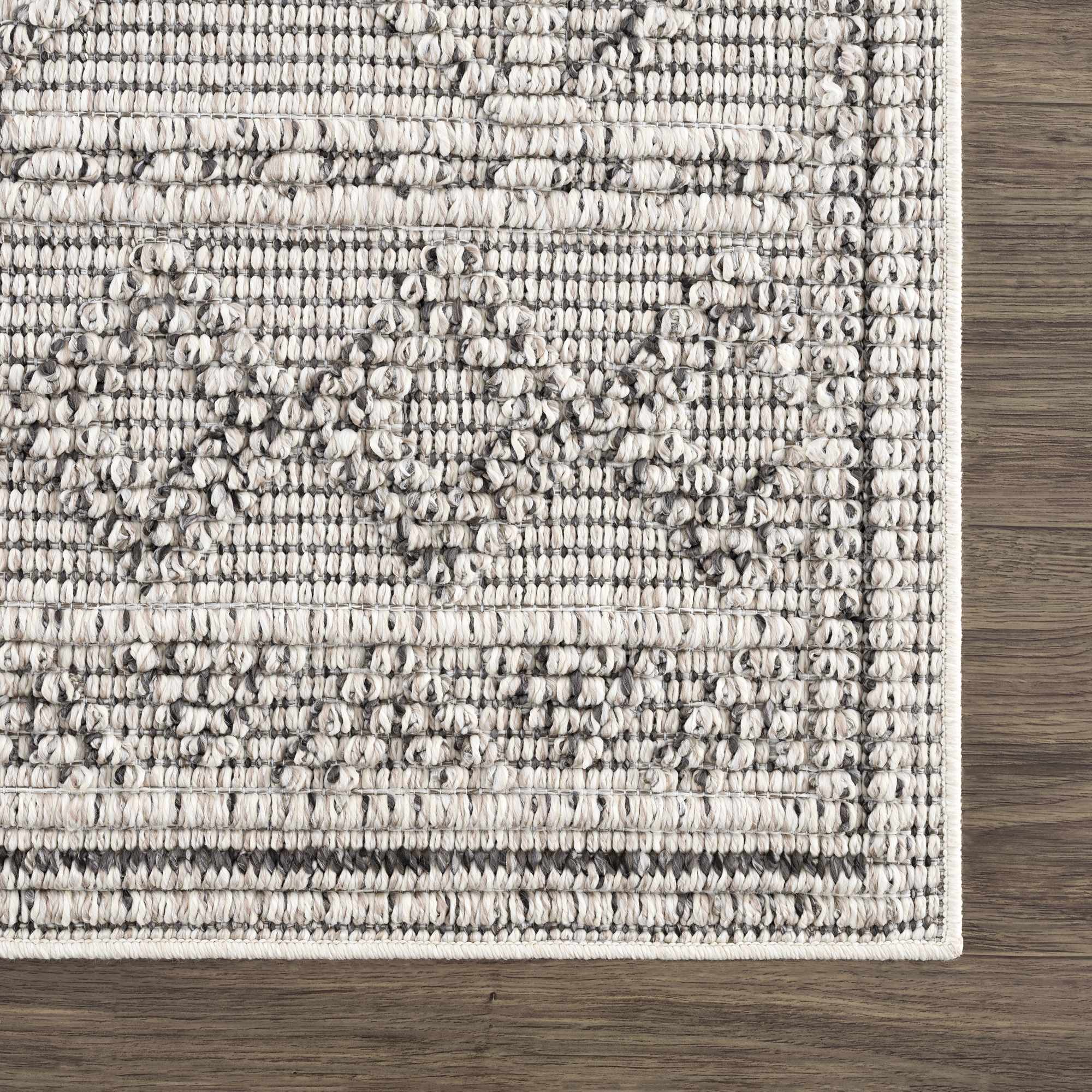 Modern Geometrical Texture Silver and Charcoal Outdoor Safe Area Rug - Image 10