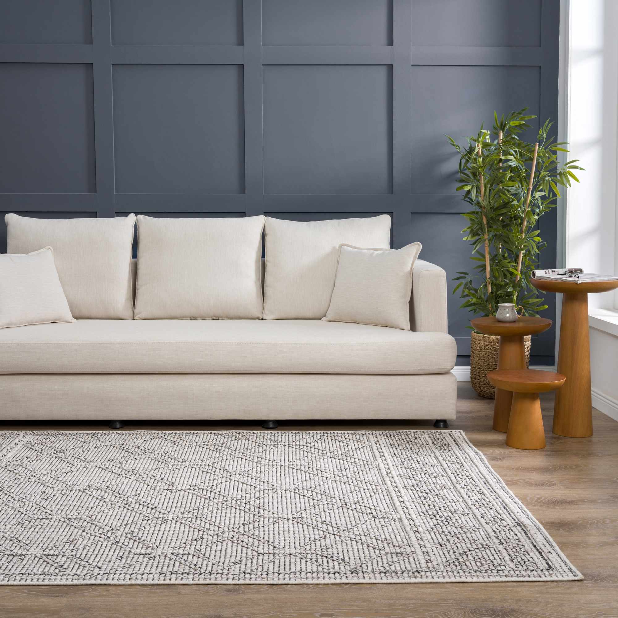 Modern Geometrical Texture Silver and Charcoal Outdoor Safe Area Rug - Image 16