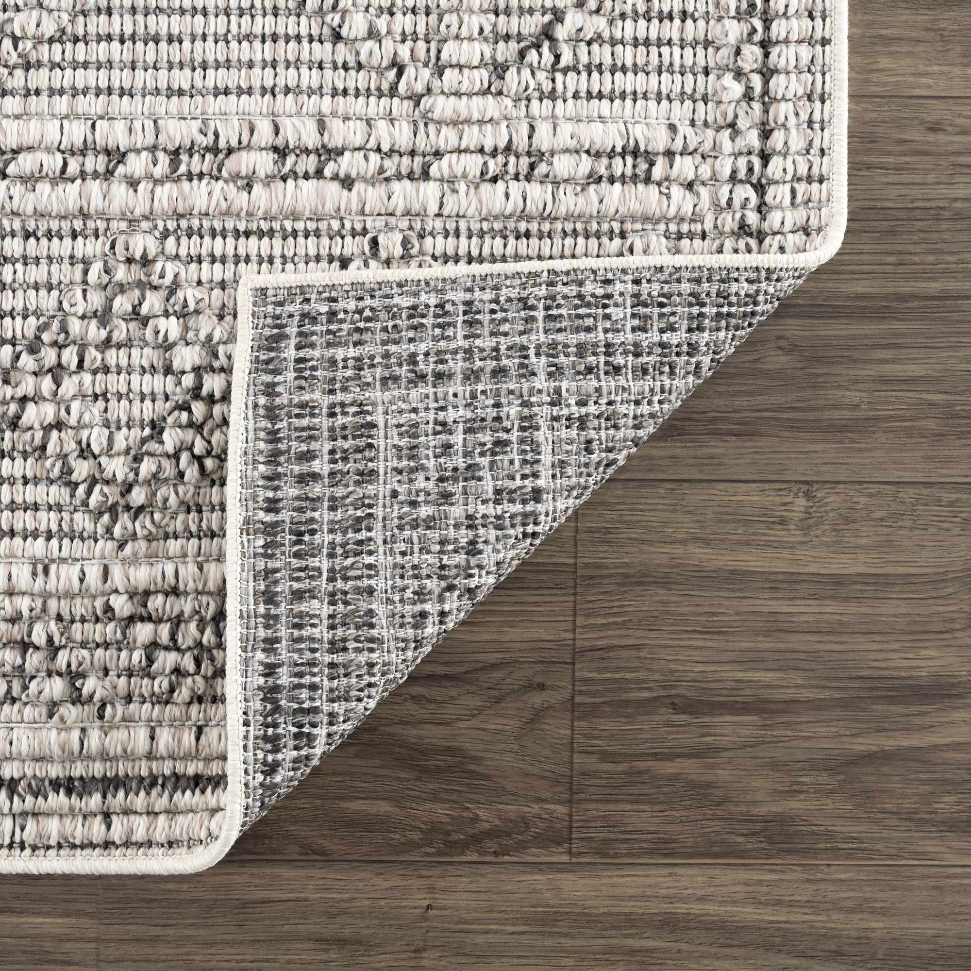 Modern Geometrical Texture Silver and Charcoal Outdoor Safe Area Rug - Image 5