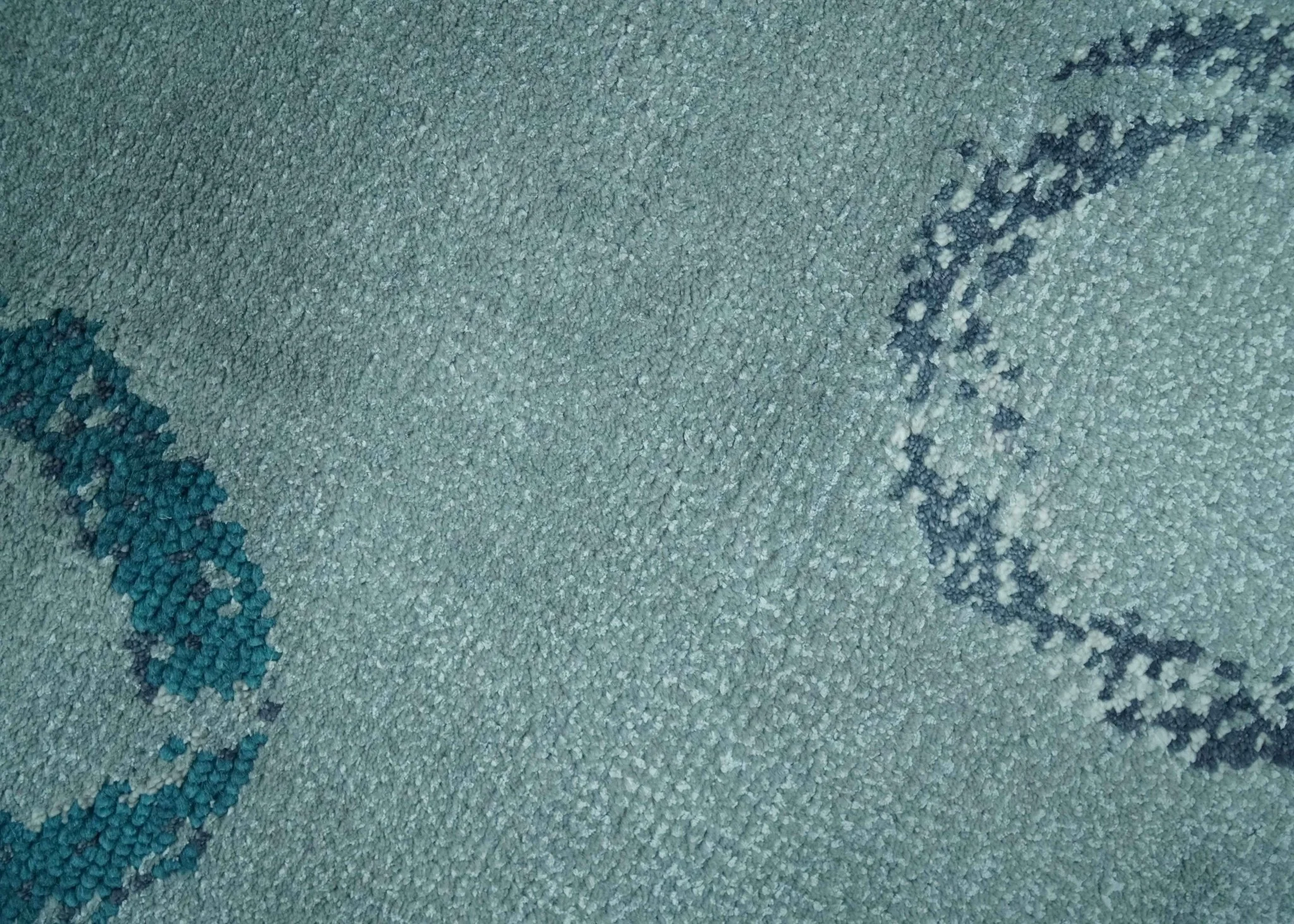 Modern Geometrical Circle Design Teal and Charcoal 5x7 Hand Knotted wool area rug - Image 4