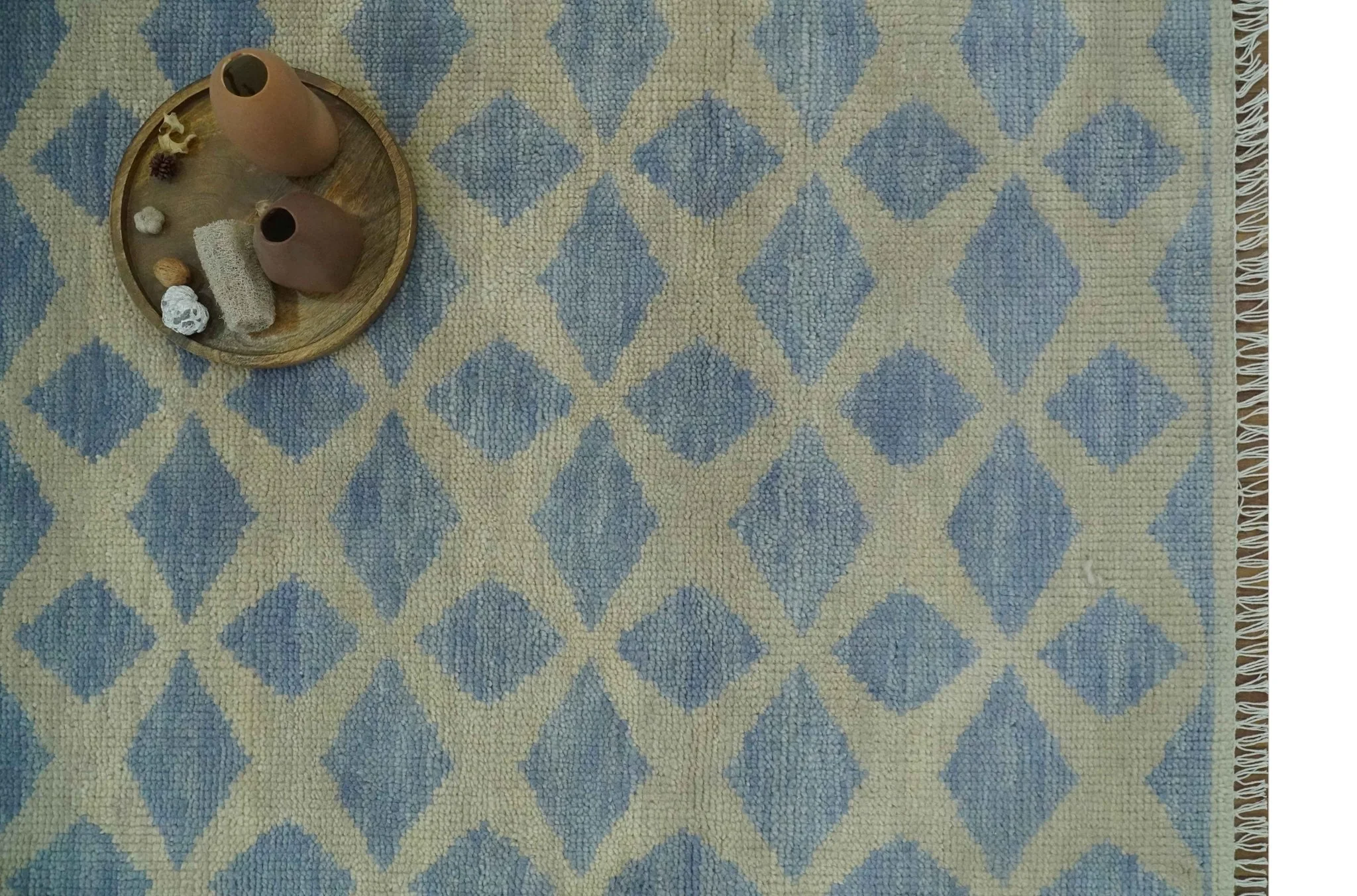 Modern Geometrical Diamond Design Gray and Beige 8x10 Hand knotted wool rug - Image 10