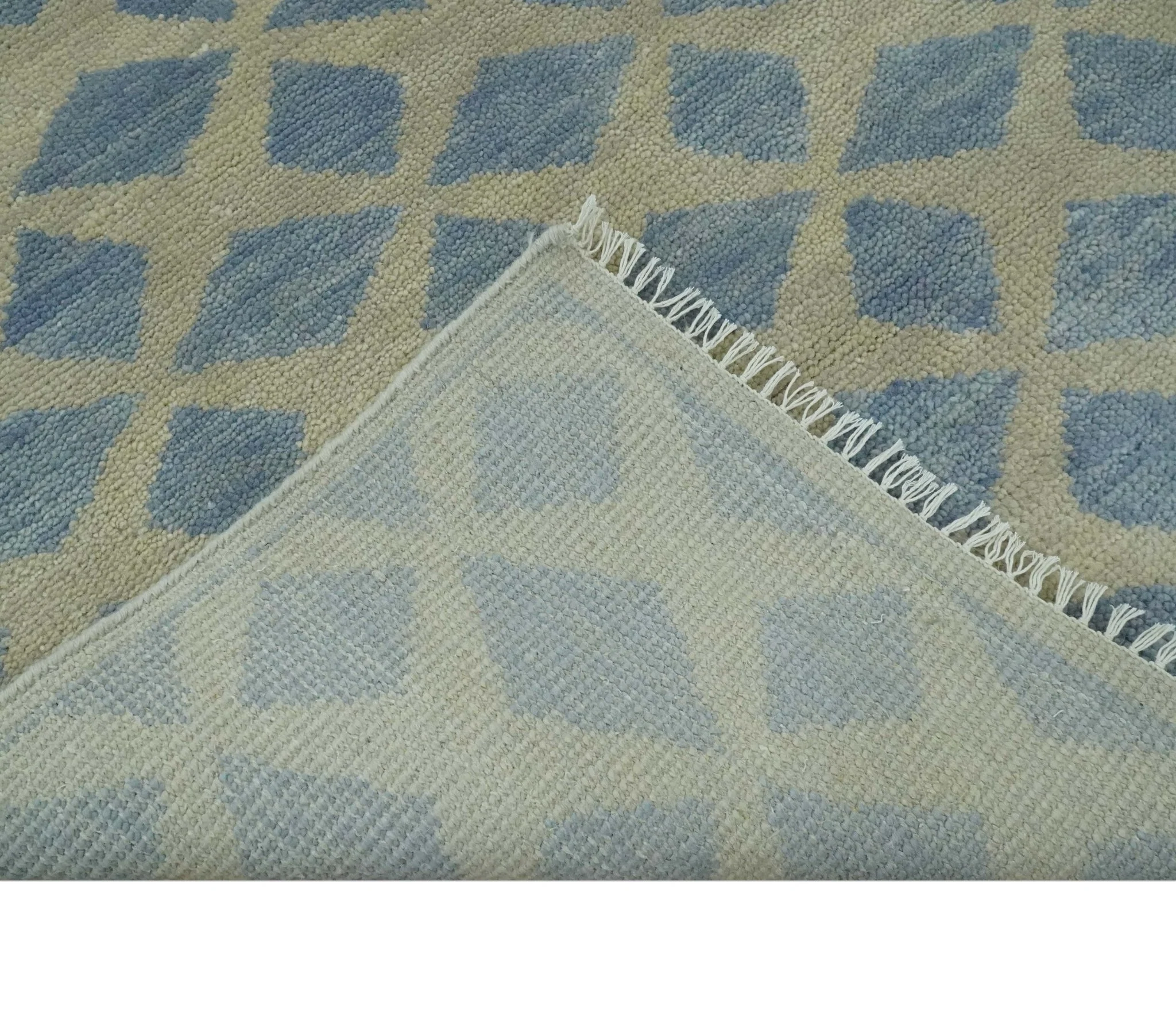 Modern Geometrical Diamond Design Gray and Beige 8x10 Hand knotted wool rug - Image 7