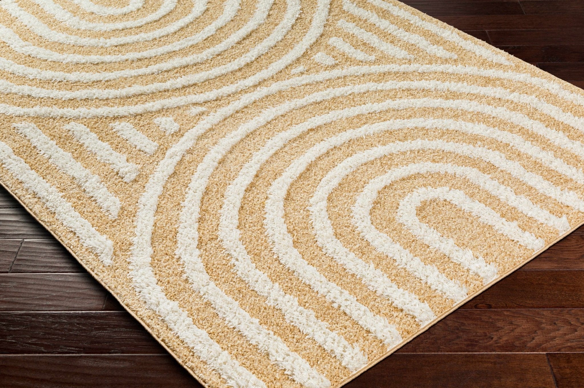 Modern Geometrical Ivory and Beige Plush pile Moroccan Style Area Rug - Image 2