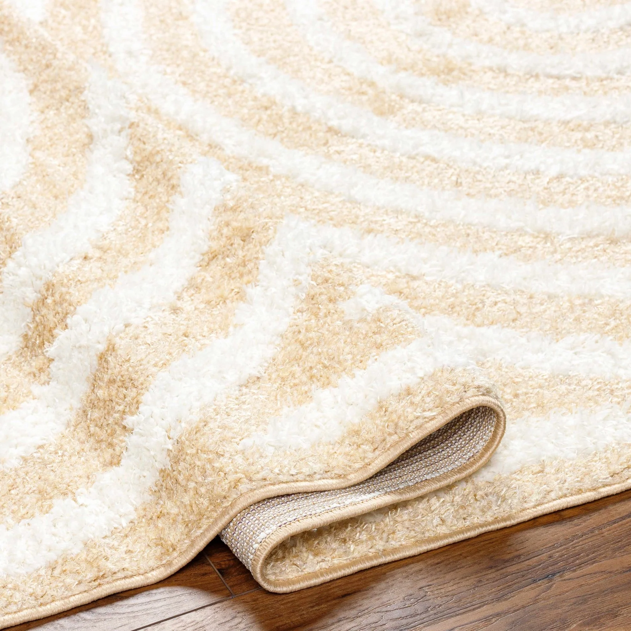 Modern Geometrical Ivory and Beige Plush pile Moroccan Style Area Rug - Image 5