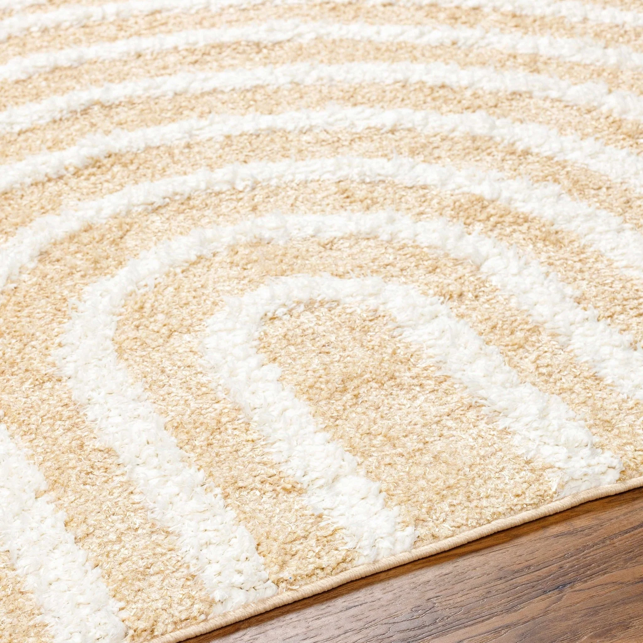 Modern Geometrical Ivory and Beige Plush pile Moroccan Style Area Rug - Image 6