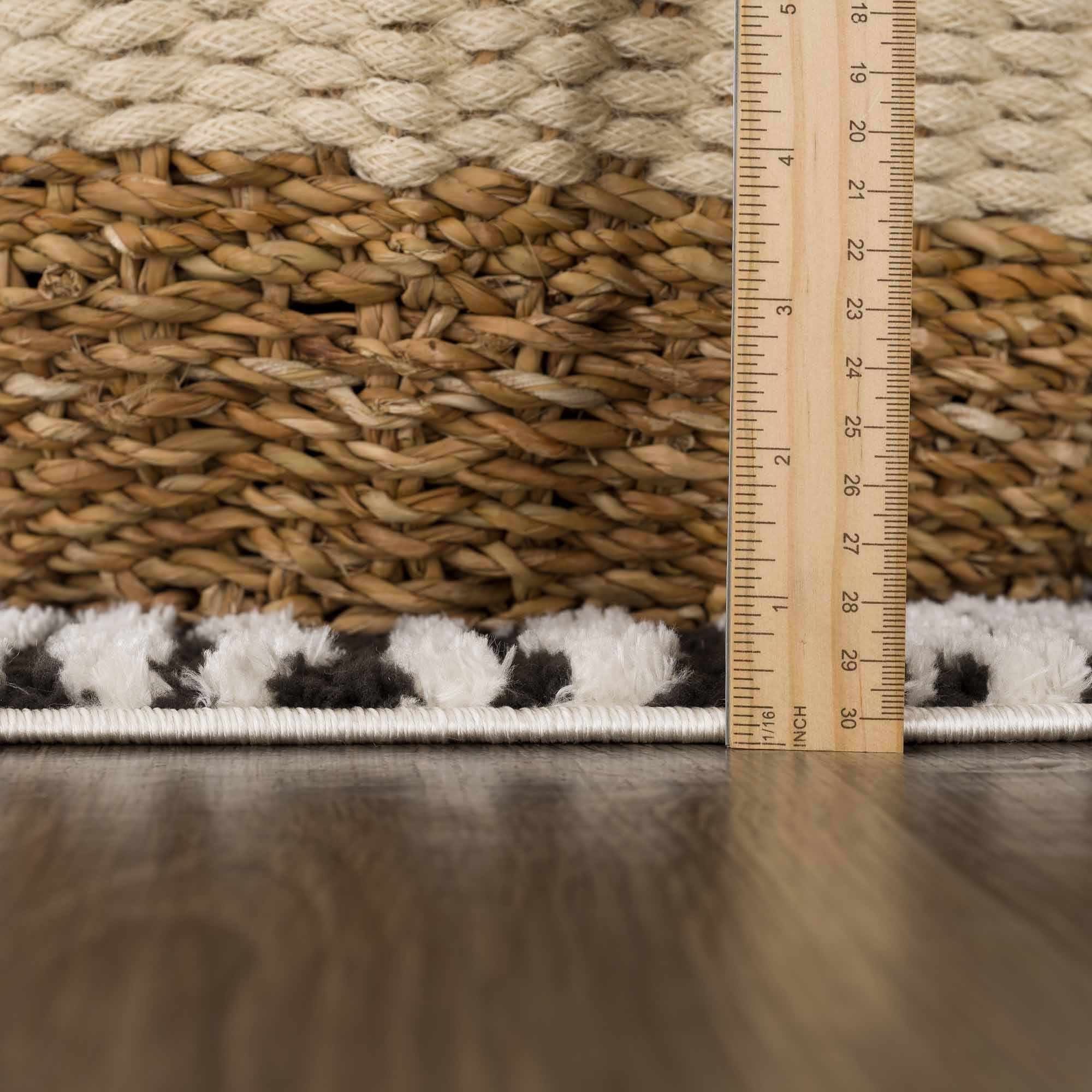 Modern Geometrical Ivory and Black Checkered Plush Pile Moroccan Style Area Rug - Image 11