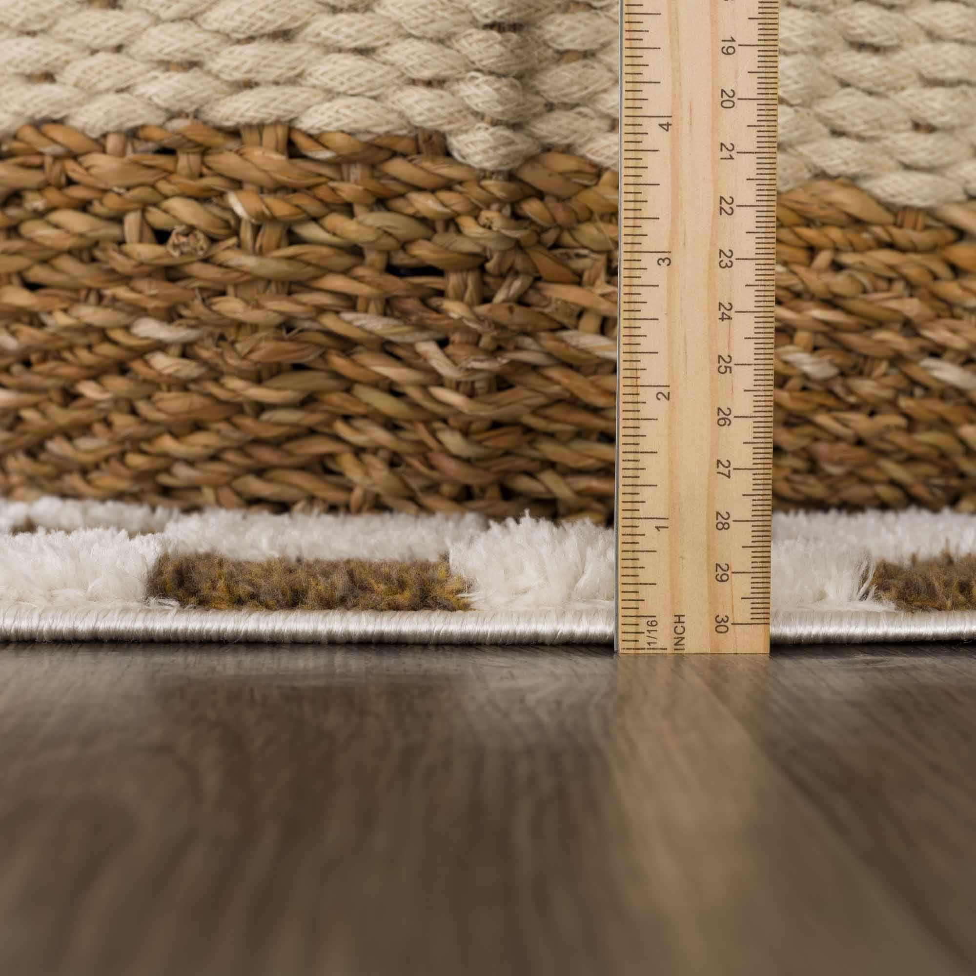 Modern Geometrical Ivory and Olive Checkered Plush Pile Moroccan Style Area Rug - Image 11