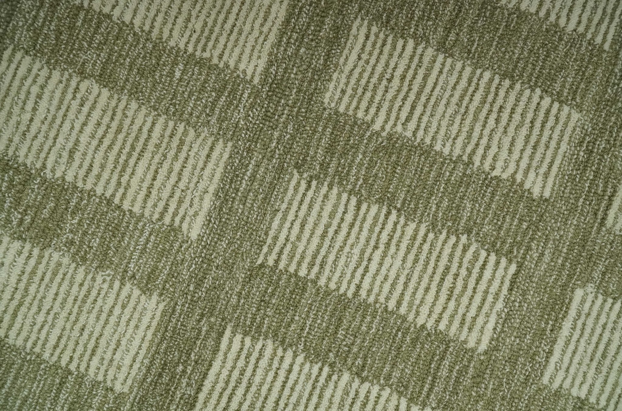 Modern Geometrical Olive and Ivory Textured Hand Tufted Multi size wool Rug - Image 3