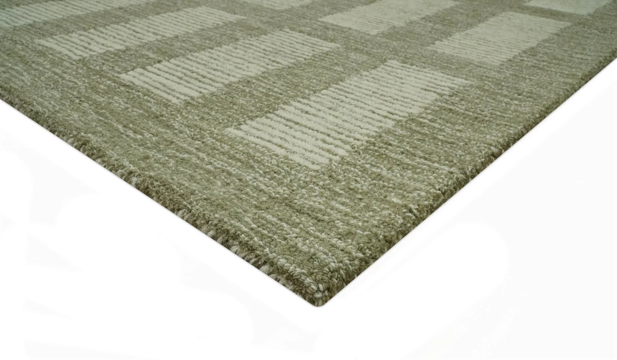 Modern Geometrical Olive and Ivory Textured Hand Tufted Multi size wool Rug - Image 4