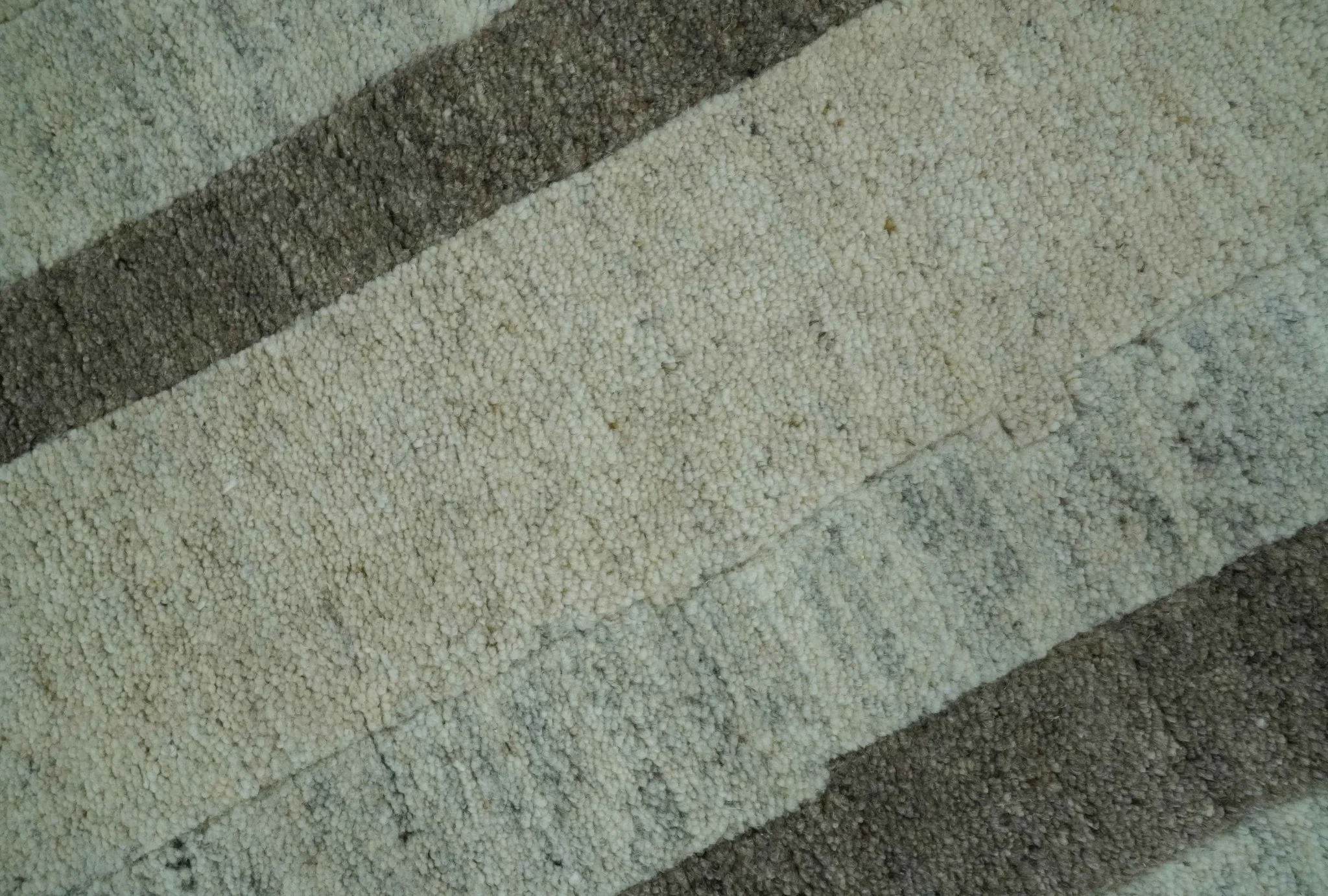 Custom Made Modern Geometrical Silver, Ivory and Charcoal Hand Knotted Wool area Rug - Image 5