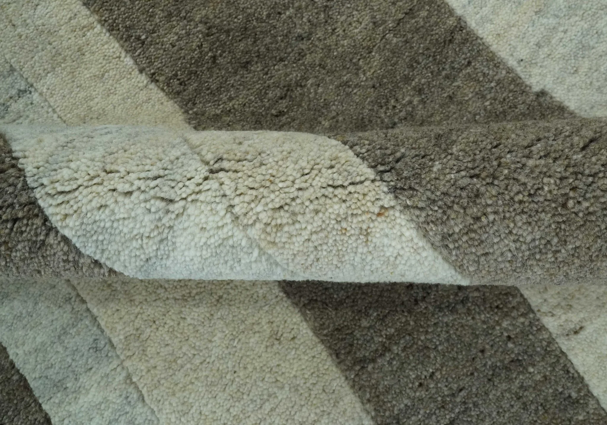 Custom Made Modern Geometrical Silver, Ivory and Charcoal Hand Knotted Wool area Rug - Image 7