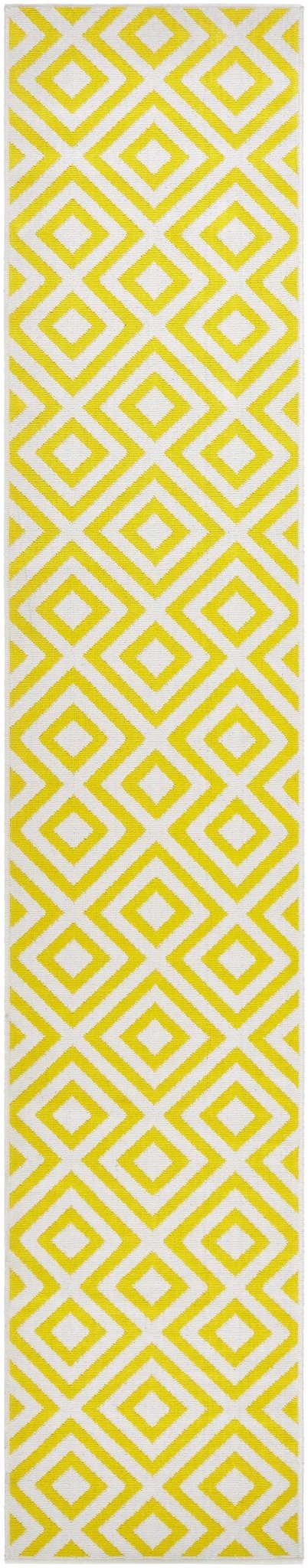 Geometrical Spilsby Yellow And White Machine Woven Outdoor Rug - Image 7