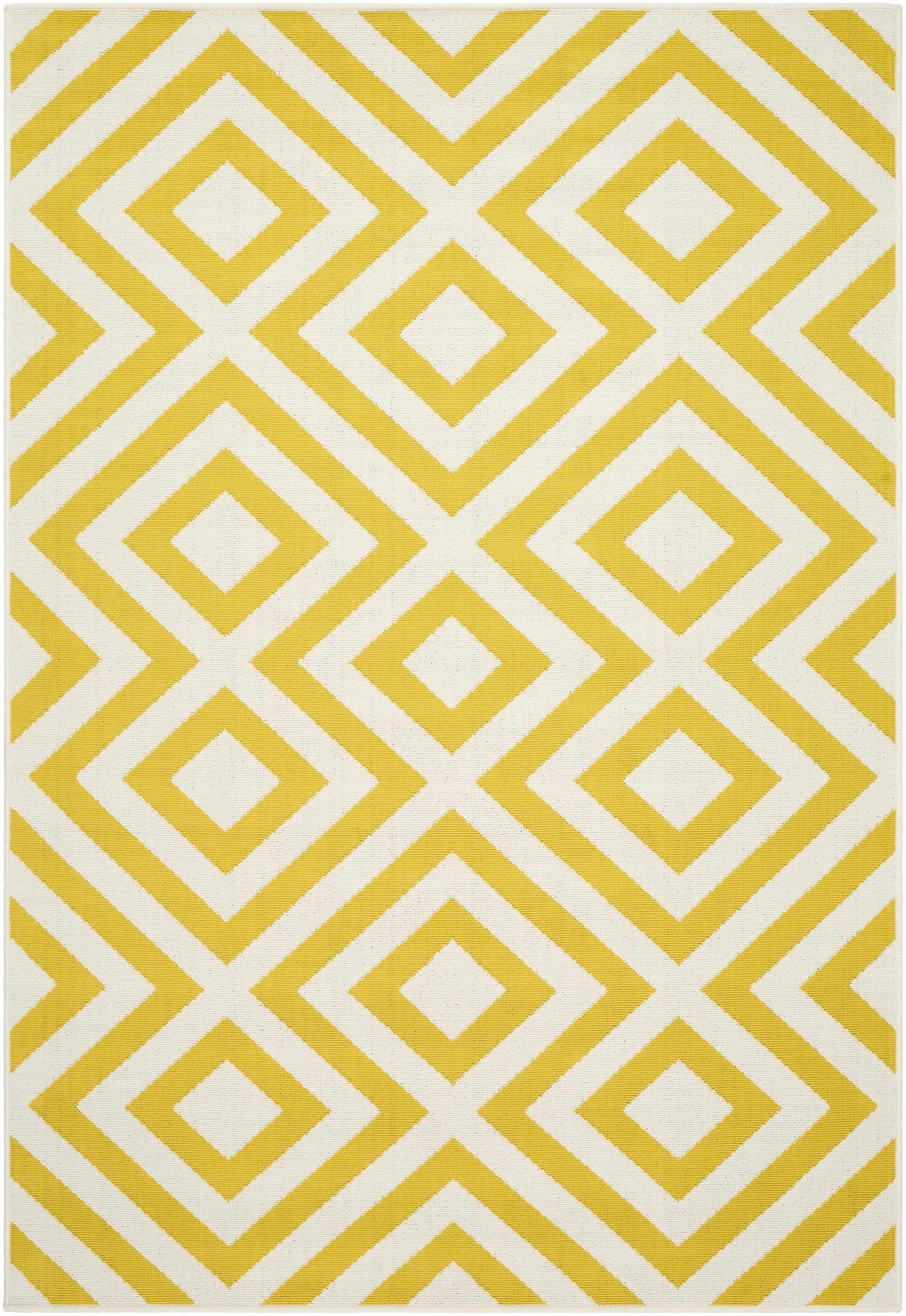 Geometrical Spilsby Yellow And White Machine Woven Outdoor Rug - Image 8