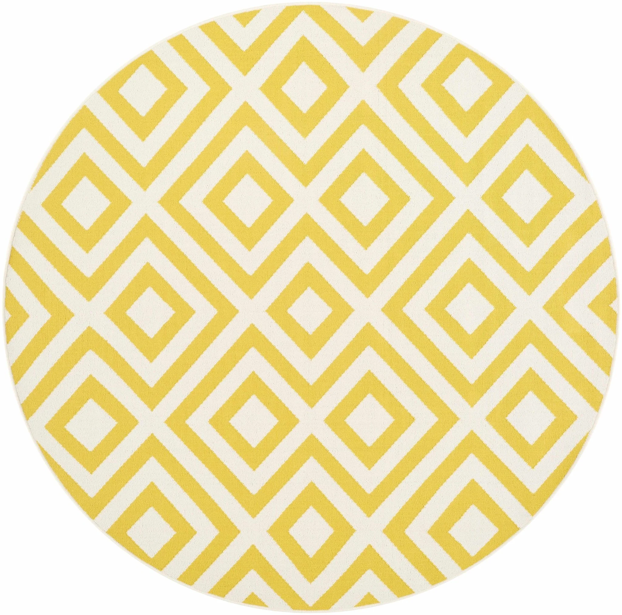 Geometrical Spilsby Yellow And White Machine Woven Outdoor Rug - Image 9