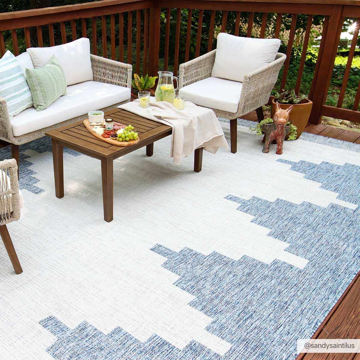 Geometrical Violet and Ivory Indoor and Outdoor Multi Size Area Rug - Image 2