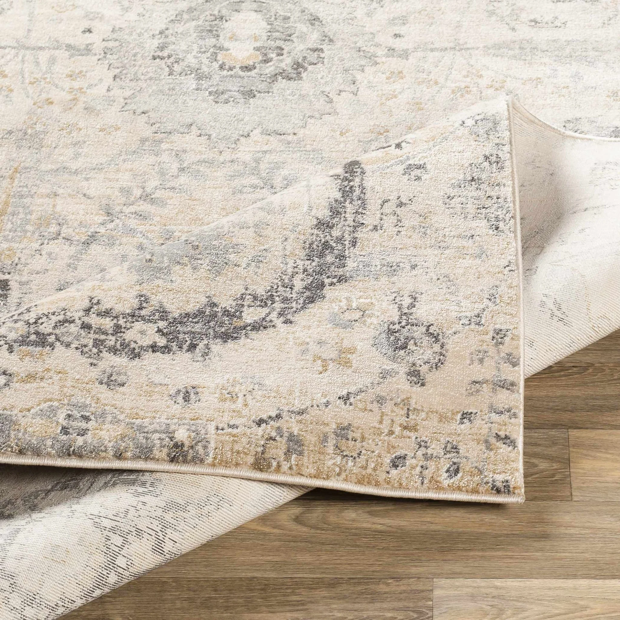 Antique look Beige, Gray and Charcoal Traditional Oriental Oushak rug - Image 5