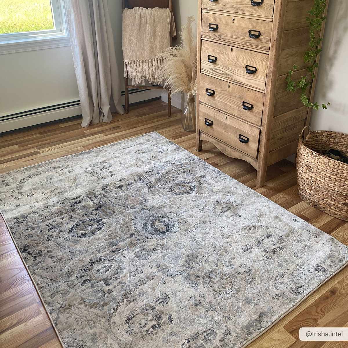 Antique look Beige, Gray and Charcoal Traditional Oriental Oushak rug - Image 7