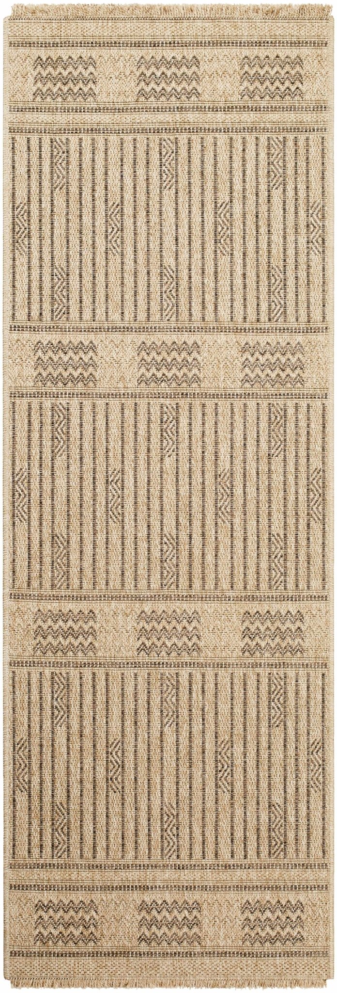 Gerik Geometrical Stripe Design Brown And Tan Machine Woven Indoor & Outdoor Rug - Image 6
