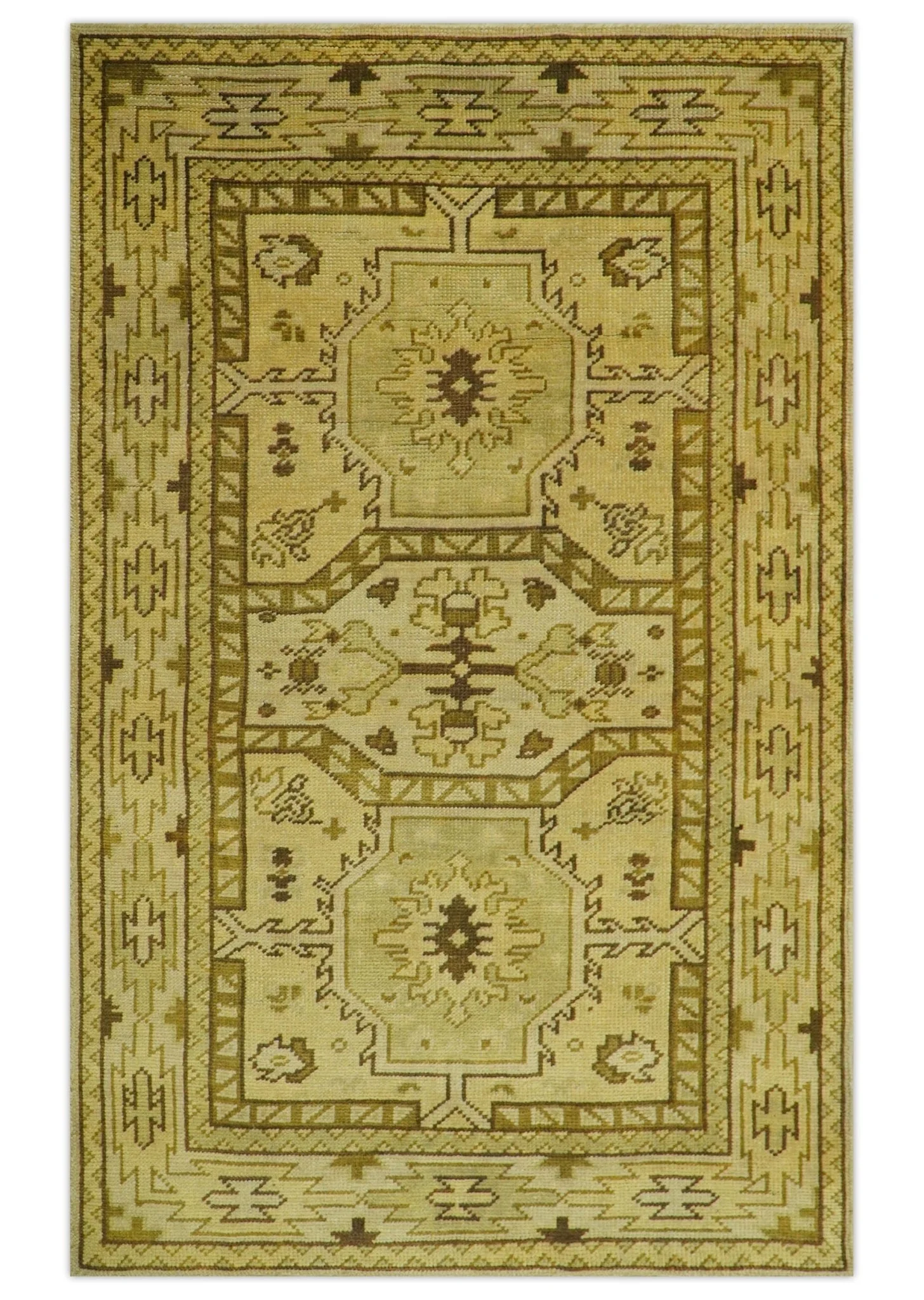 Brown And Beige Modern Traditional Design 5x8 Hand Knotted Wool Area Rug - Image 2