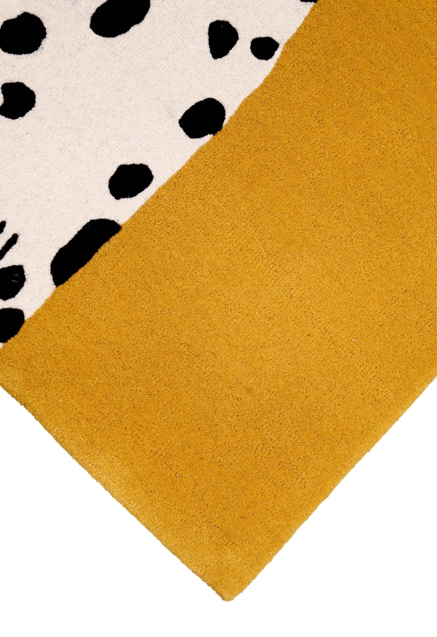 Gold And Black Shady Dalmatian Hand Tufted 4x4 Wool Rug - Image 3