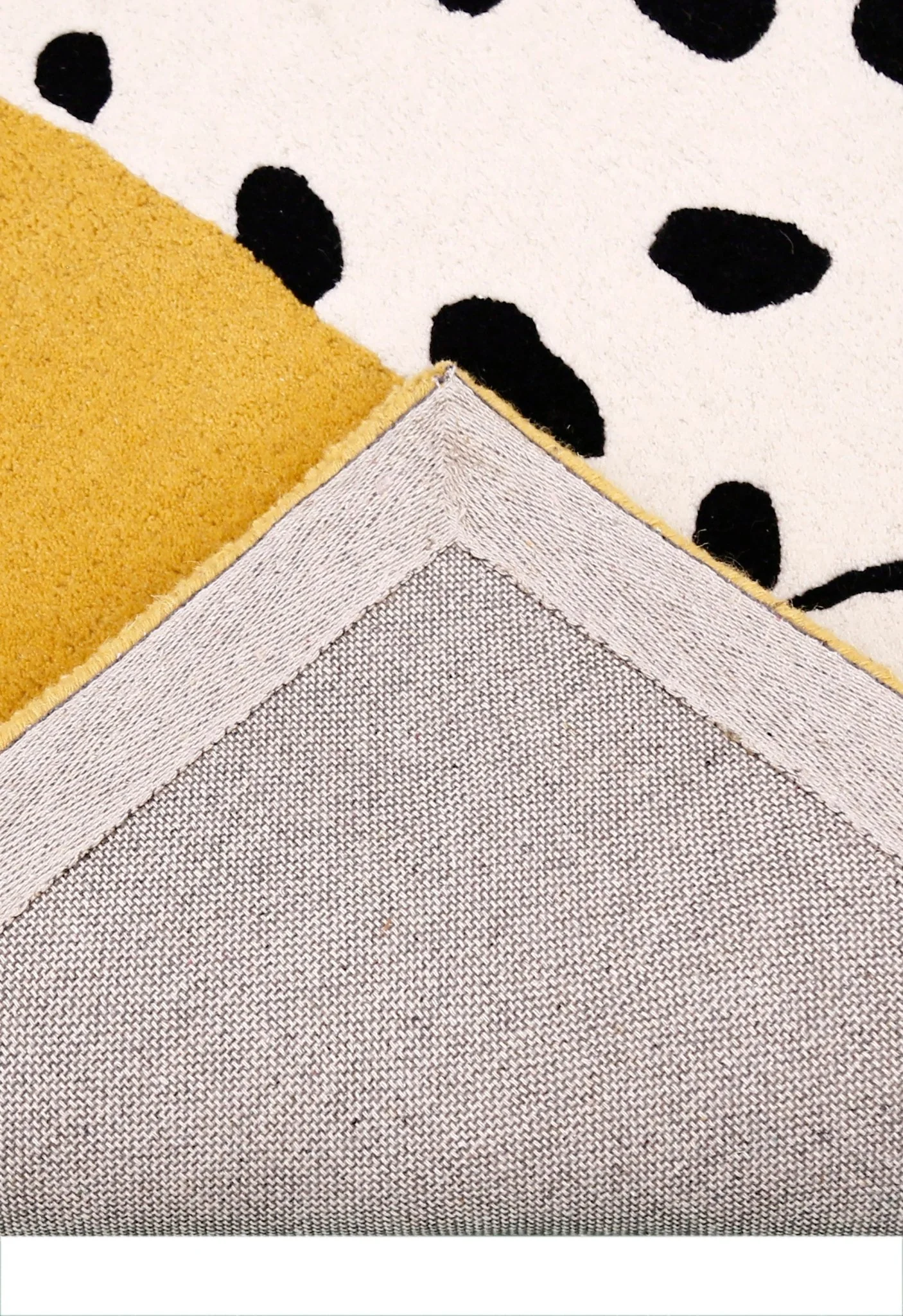Gold And Black Shady Dalmatian Hand Tufted 4x4 Wool Rug - Image 4