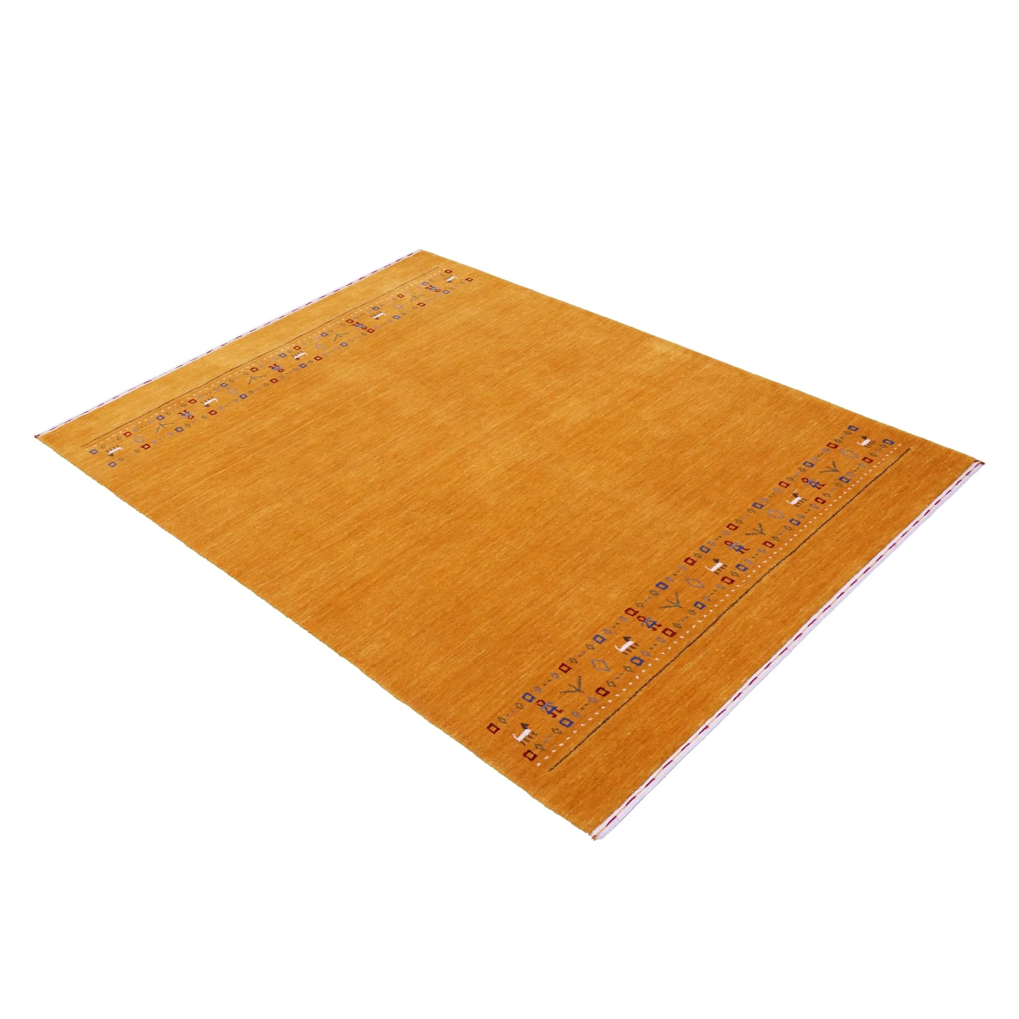Gold And Blue Modern Design Hand Loomed Wool Area Rug - Image 13